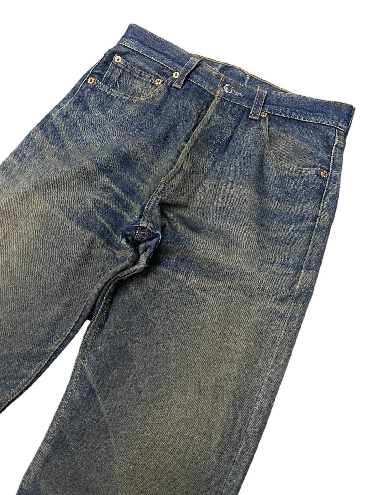 LVC × Levi's × Vintage Vintage Levis 501 Mud Wash Aging Honeycomb Distressed Jeans Size US 29 - 3 Thumbnail