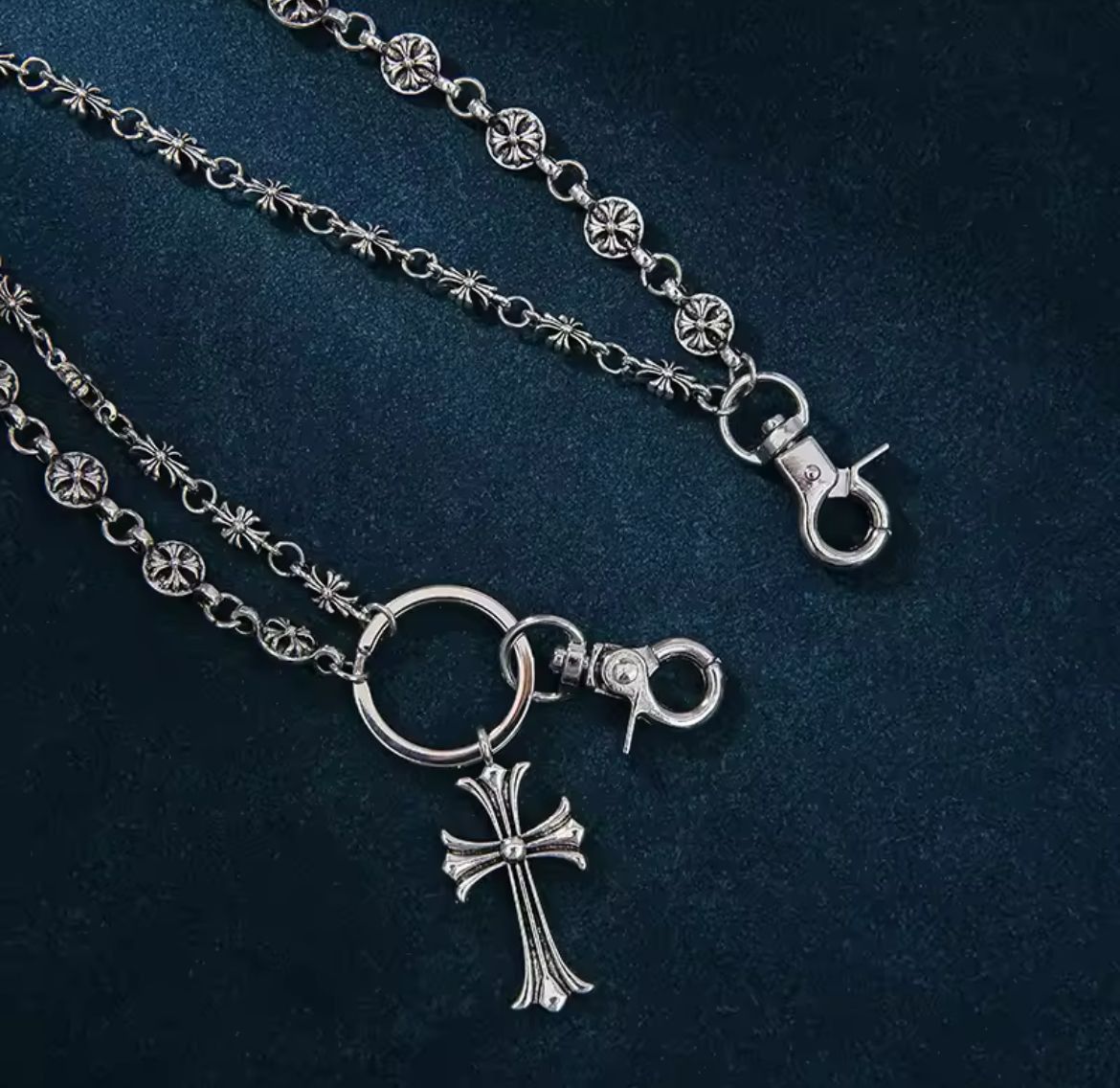 Japanese Brand × Jewelry Retro streetwear punk cross double layer pocket wallet chain Size ONE SIZE - 3 Thumbnail