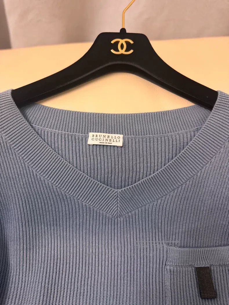 Brunello Cucinelli Brunello Cucinelli Blue Knit Sweater Size S / US 4 / IT 40 - 3 Thumbnail