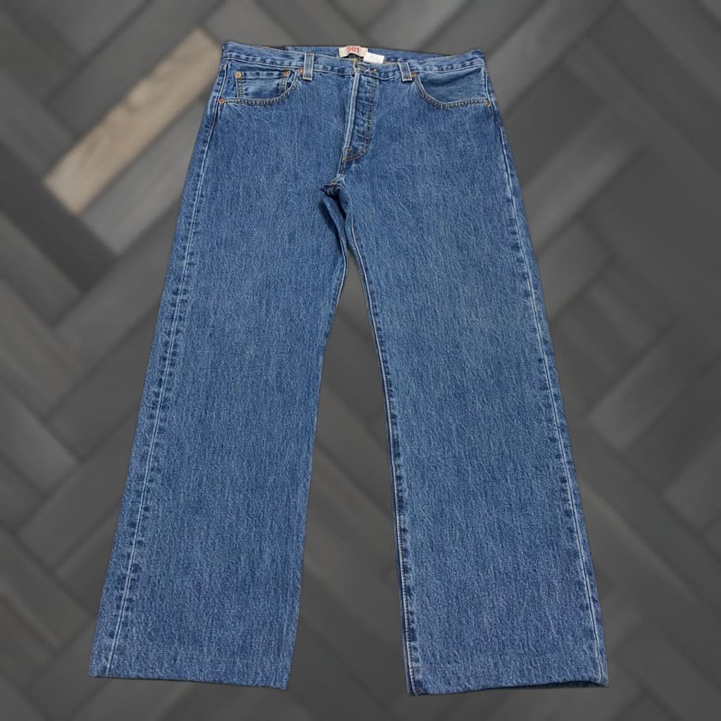 Levi's Levi's Levi'S 501 Jeans Men 36x27 Blue Straight Button Fly Hemmed Medium Wash 100% Cotton Denim 5-Pocket Classic Regular Size US 36 / EU 52 - 1 Thumbnail