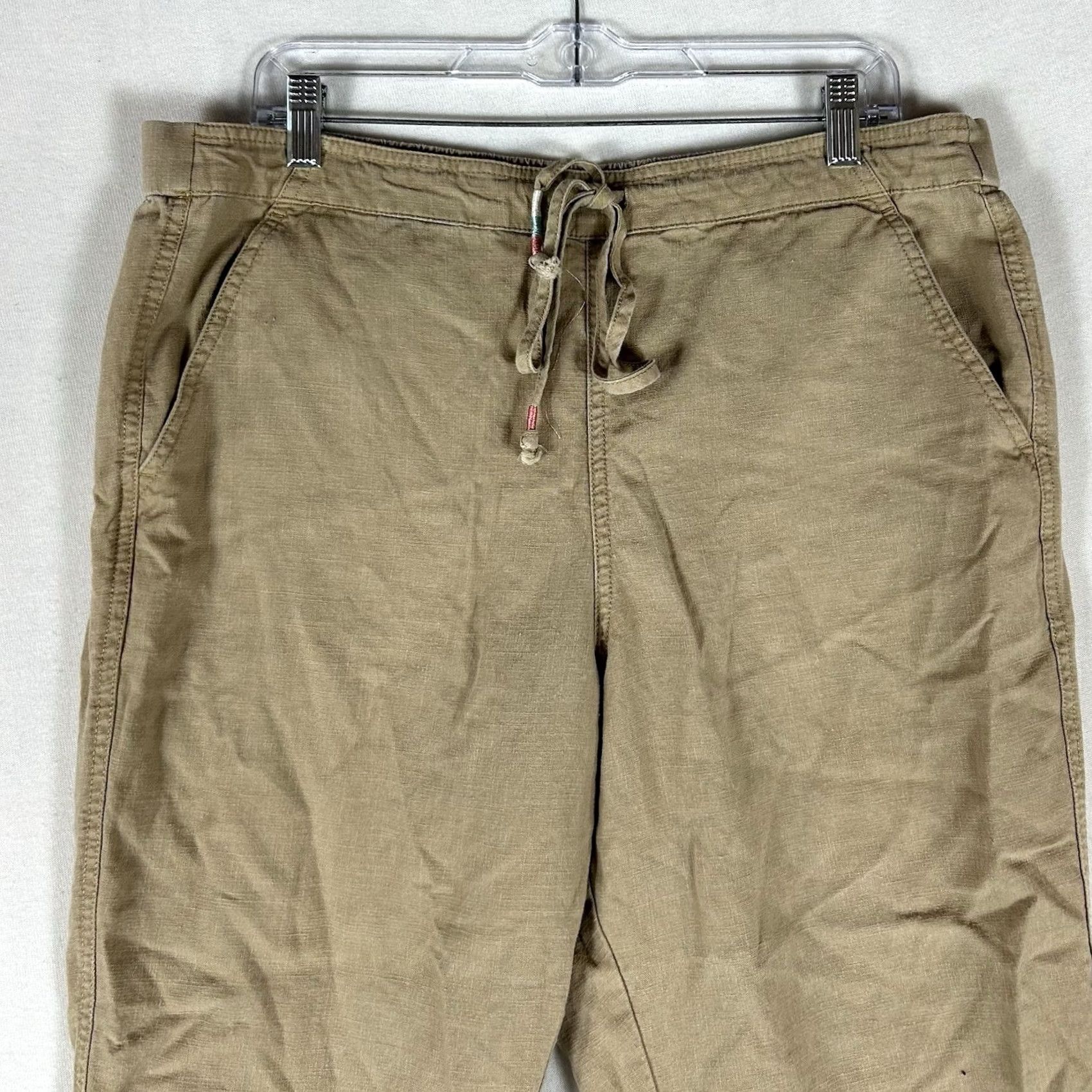 J.Crew J. Crew Linen Blend Casual Pants Womens Large Brown Tan Drawstring Yoga Gym Pants Size 36" / US 14 / IT 50 - 2 Thumbnail