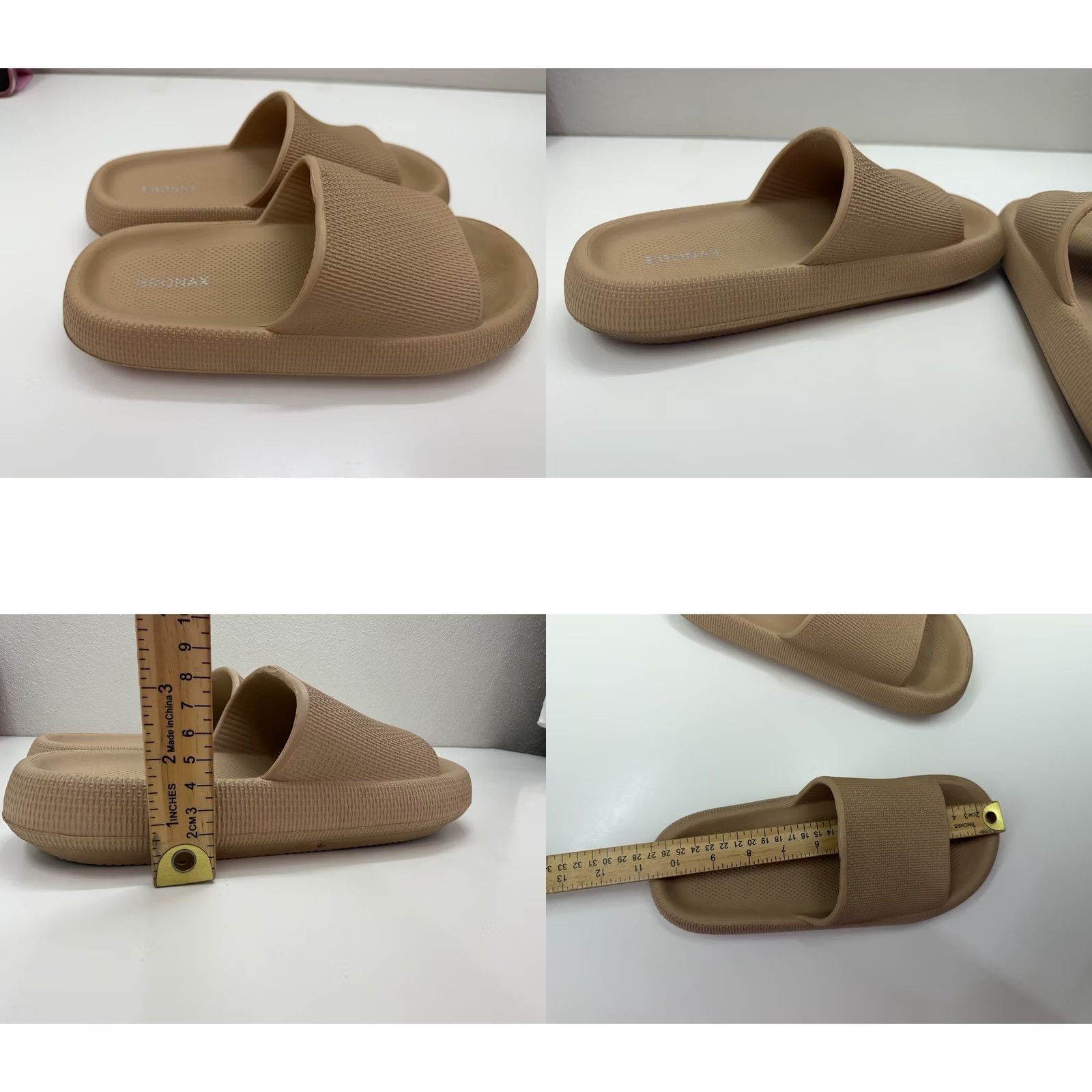 Vintage Bronax Womens Sandals Cloud Slippers Slip-On Foam Tan 9/10 White Logo Sports Slip-On Womens Size US 8 / IT 38 - 8 Thumbnail