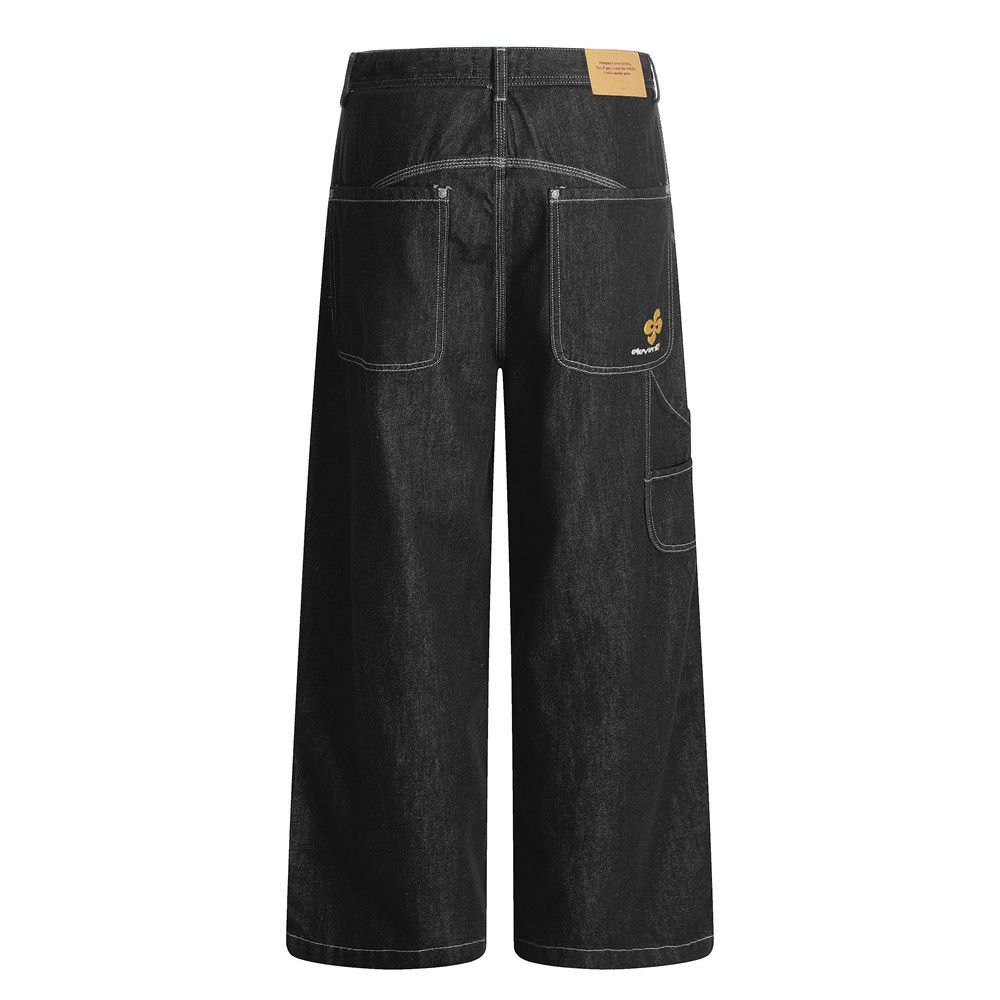 Japanese Brand × Jean Men's street embroidery pocket straight loose wide-leg jeans Size US 32 / EU 48 - 3 Thumbnail