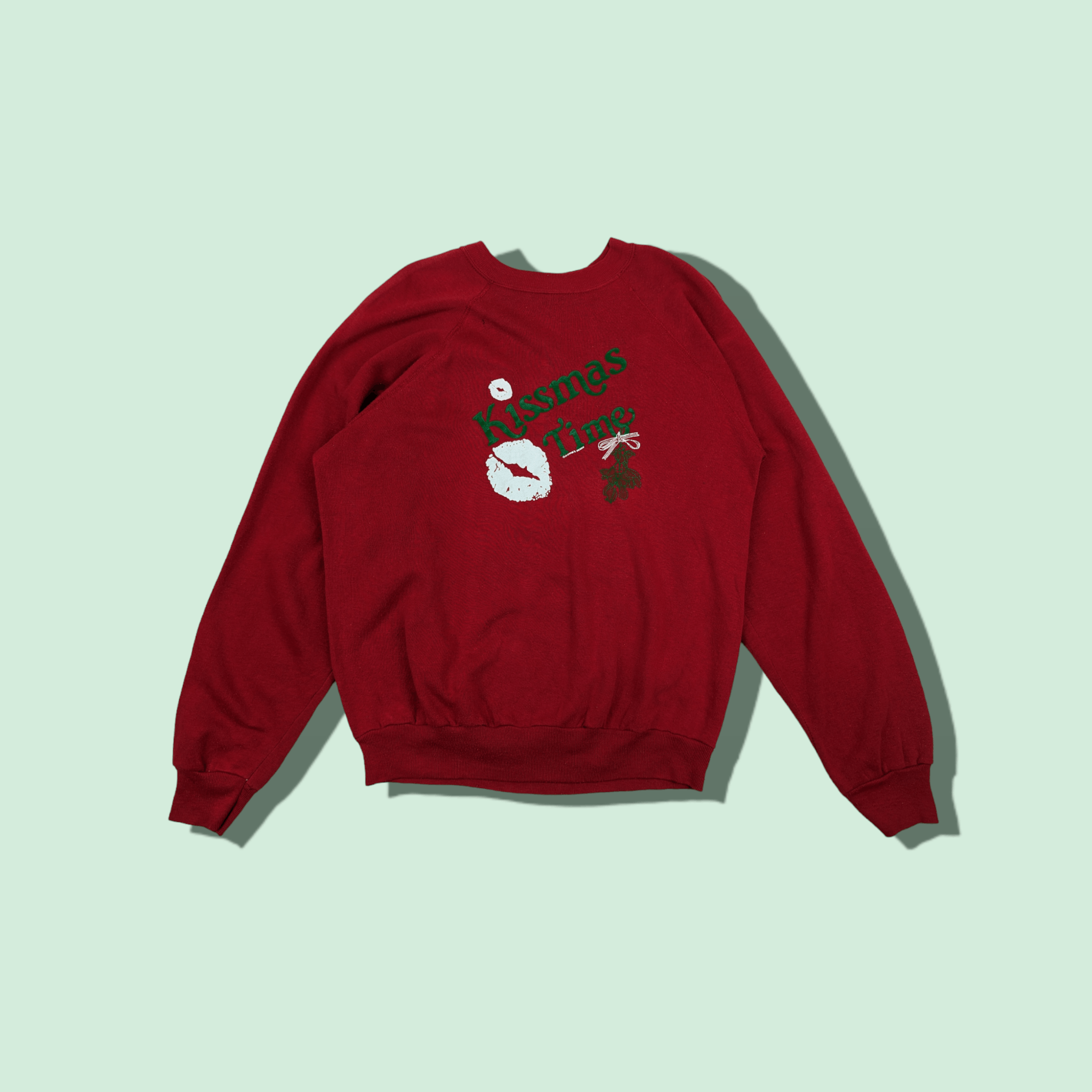 Vintage Vintage KISSMASS TIME Merry Christmas Valentine Sweatshirt Size L / US 10 / IT 46 - 1 Thumbnail