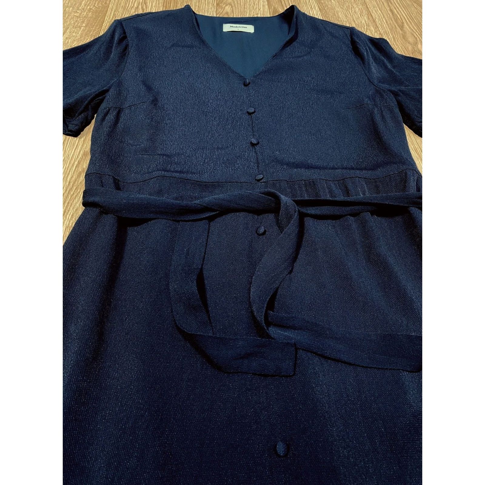 Vintage ModströM Dress - Large V Neck Navy - False Button - Long Size L / US 10 / IT 46 - 5 Thumbnail