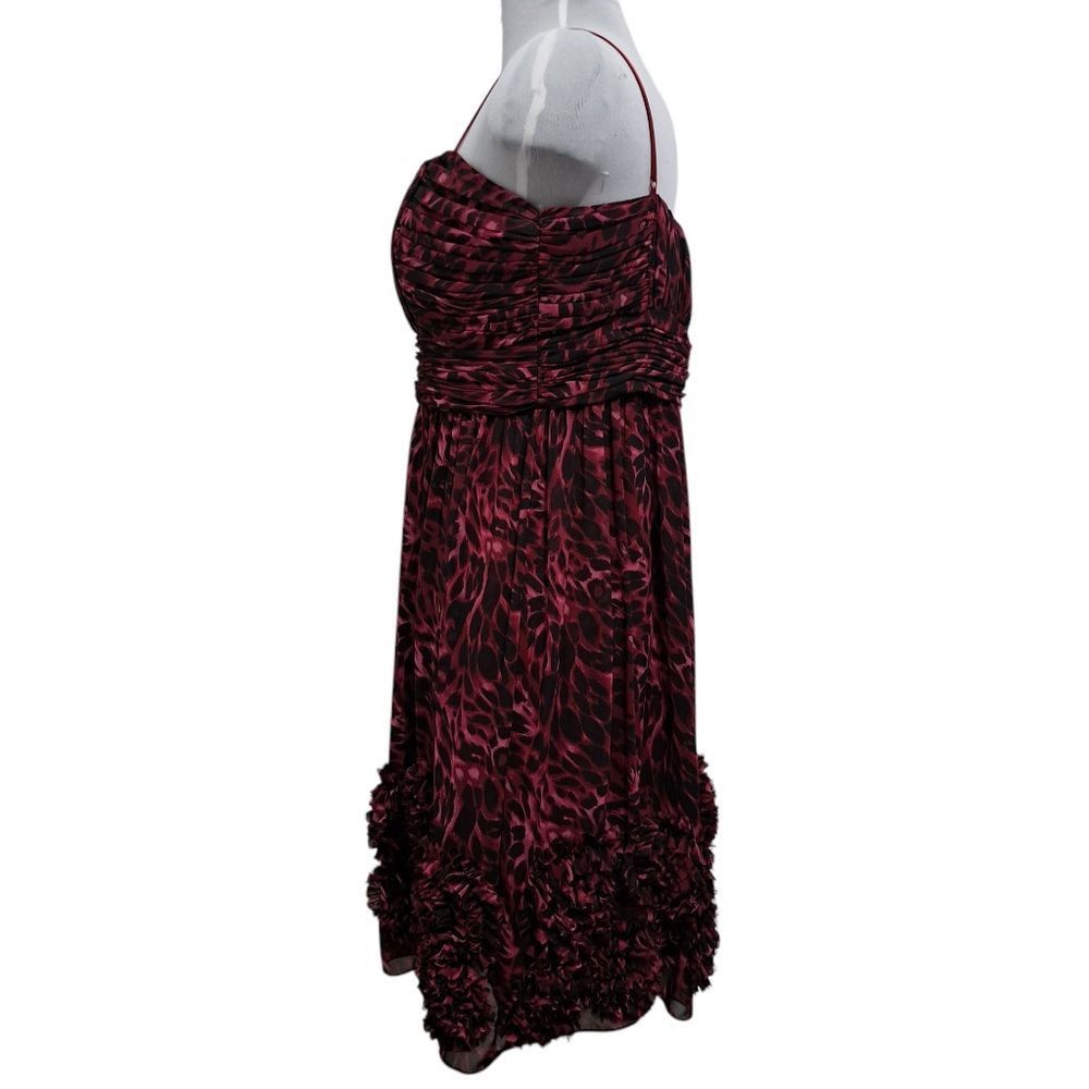 Oleg Cassini Oleg Cassini Floral Print Chiffon Knee Length Burgundy/Black Size XL / US 12-14 / IT 48-50 - 3 Thumbnail