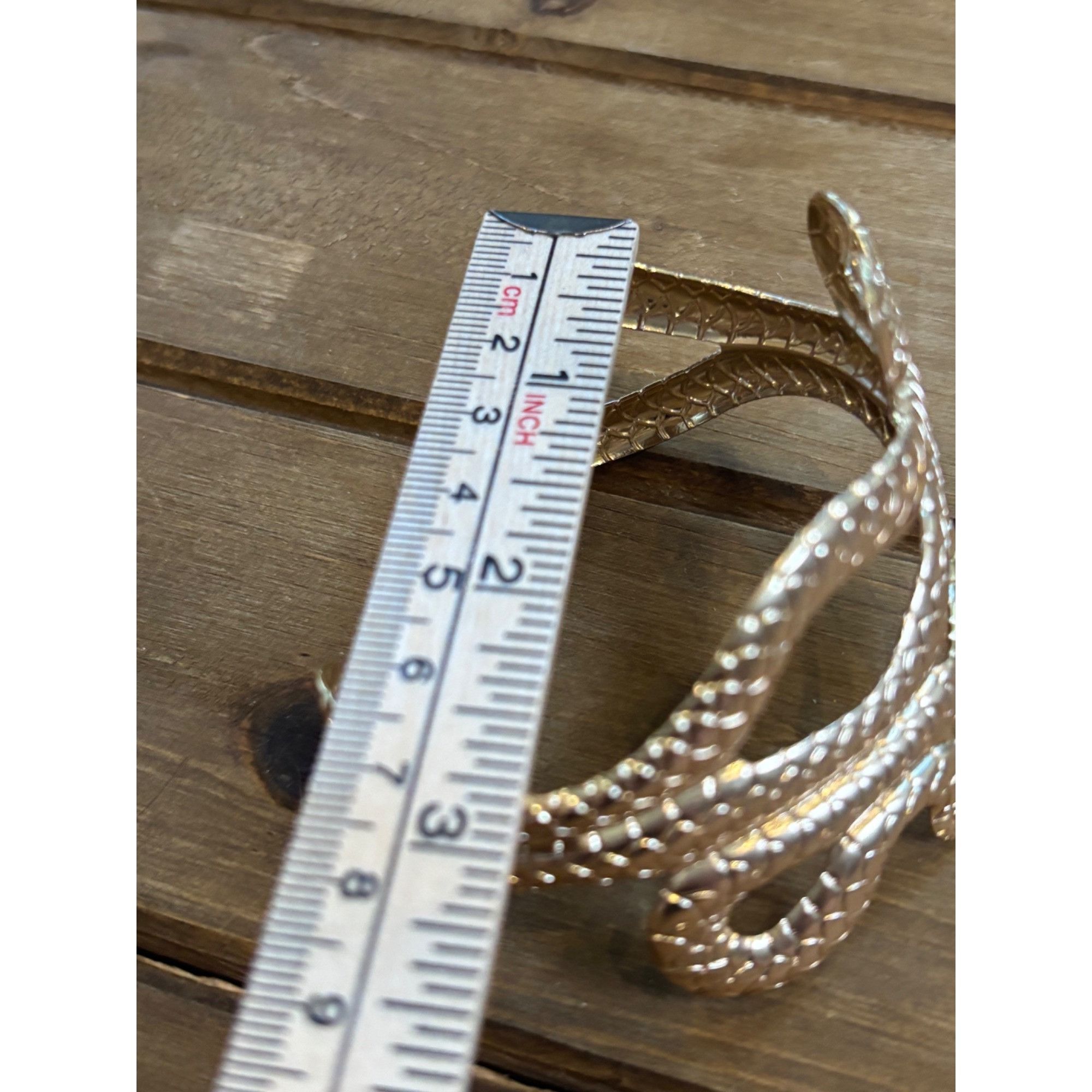 Other Gold Snake Cuff Bracelet Adjustable Size Textured Design Size ONE SIZE - 4 Thumbnail