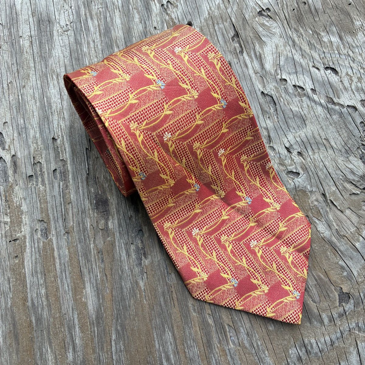 Other Alfredo Versace Silk Tie Red Gold Floral Jacquard Size ONE SIZE - 1 Thumbnail