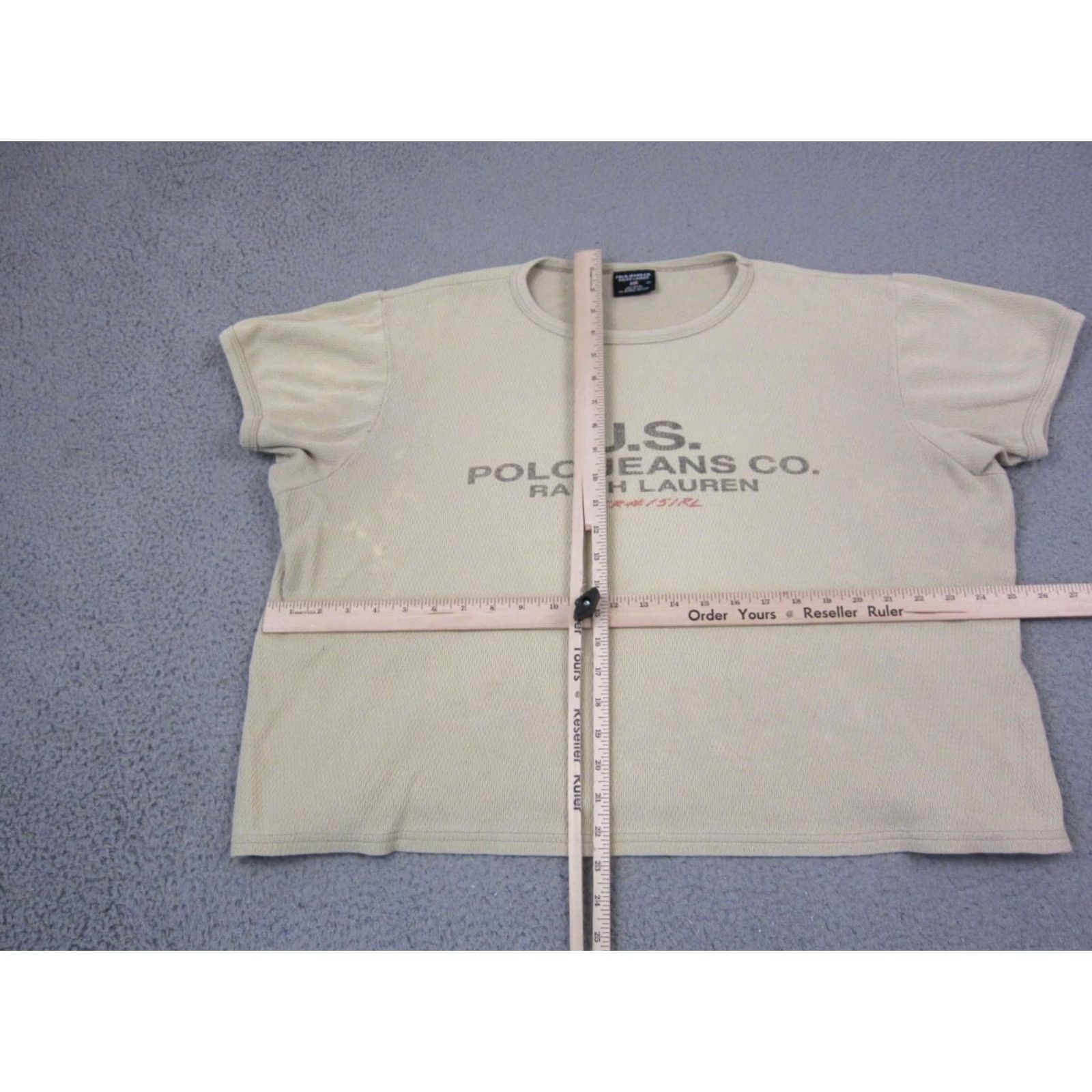Polo Ralph Lauren VINTAGE Polo Jeans Ralph Lauren Shirt Womens XL Beige Crop Made in USA 90s Size XL / US 12-14 / IT 48-50 - 7 Thumbnail