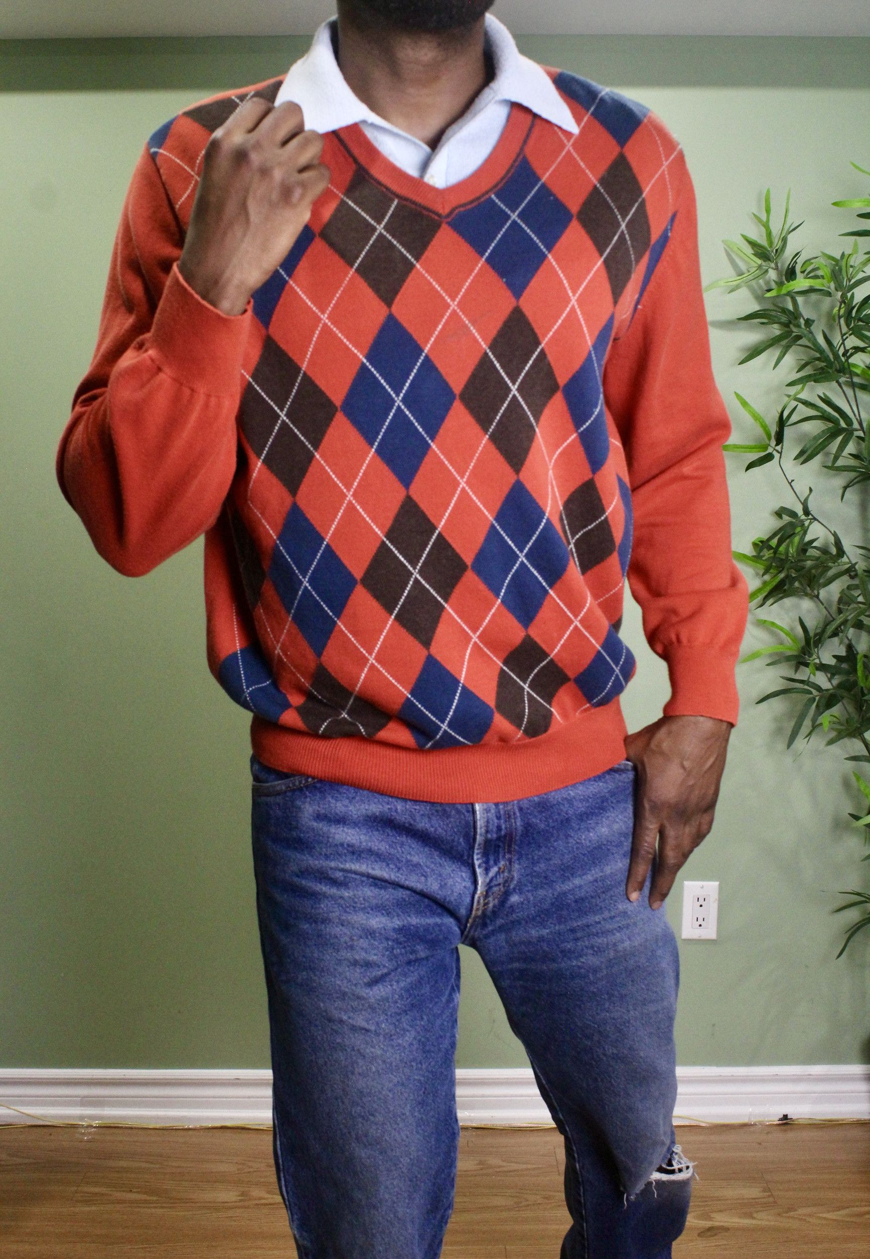 Vintage Vintage Argyle V neck Sweater Size US L / EU 52-54 / 3 - 1 Thumbnail