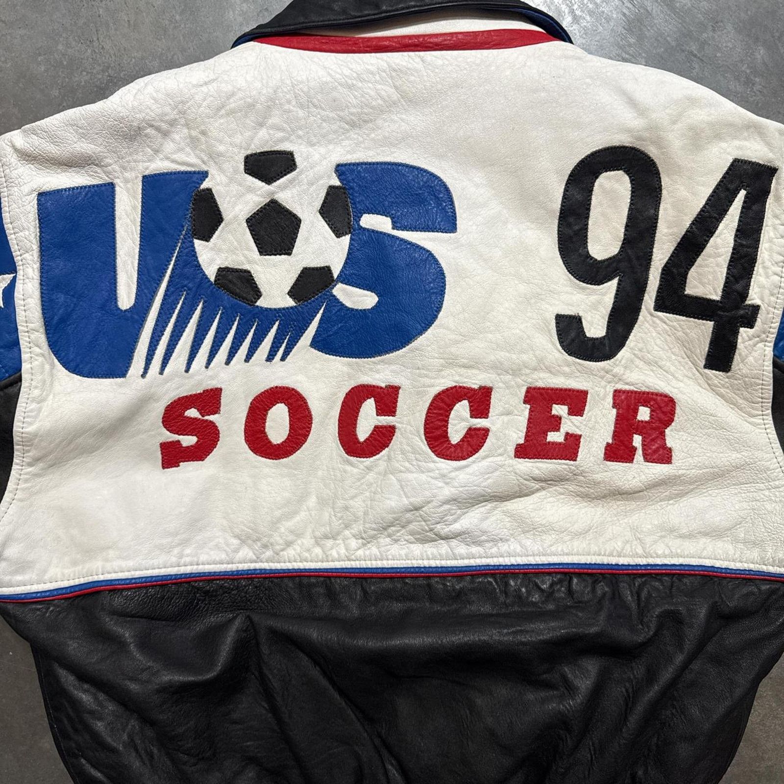 Vintage Vintage 1994 FIFA World Cup Soccer USA Flag Leather Jacket Size US M / EU 48-50 / 2 - 8 Thumbnail