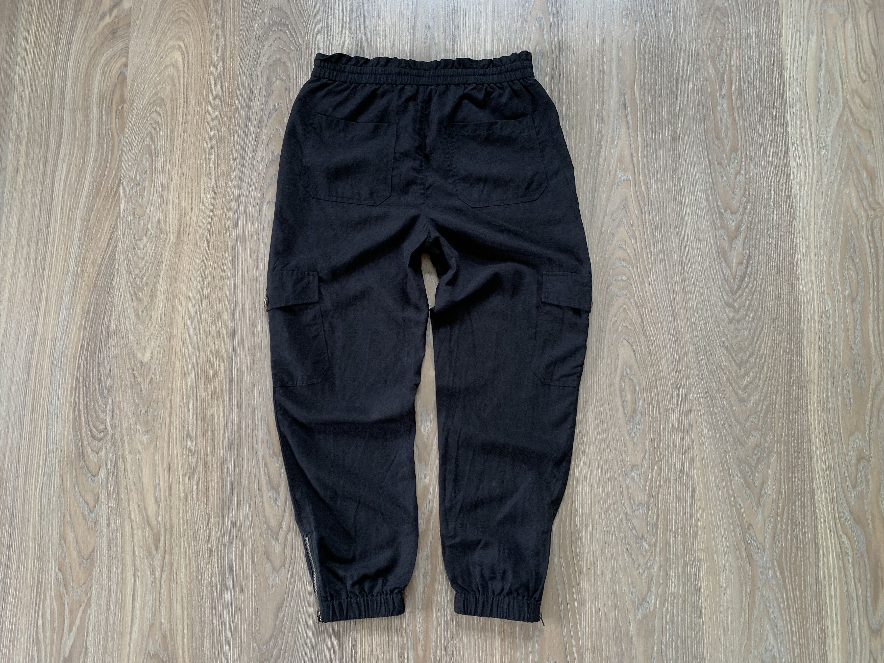 Designer Wyse London Womens Black Linen Joggers Pants Size 32" / US 10 / IT 46 - 3 Thumbnail