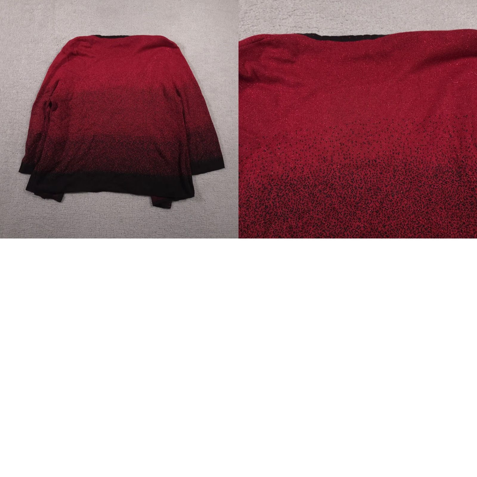 Vintage Alfred Dunner Sweater Cardigan Womens XL Red Ombre Rhinestone Open Front Geometric Knit 3/4 Sleeve Womens Size XL / US 12-14 / IT 48-50 - 9 Thumbnail