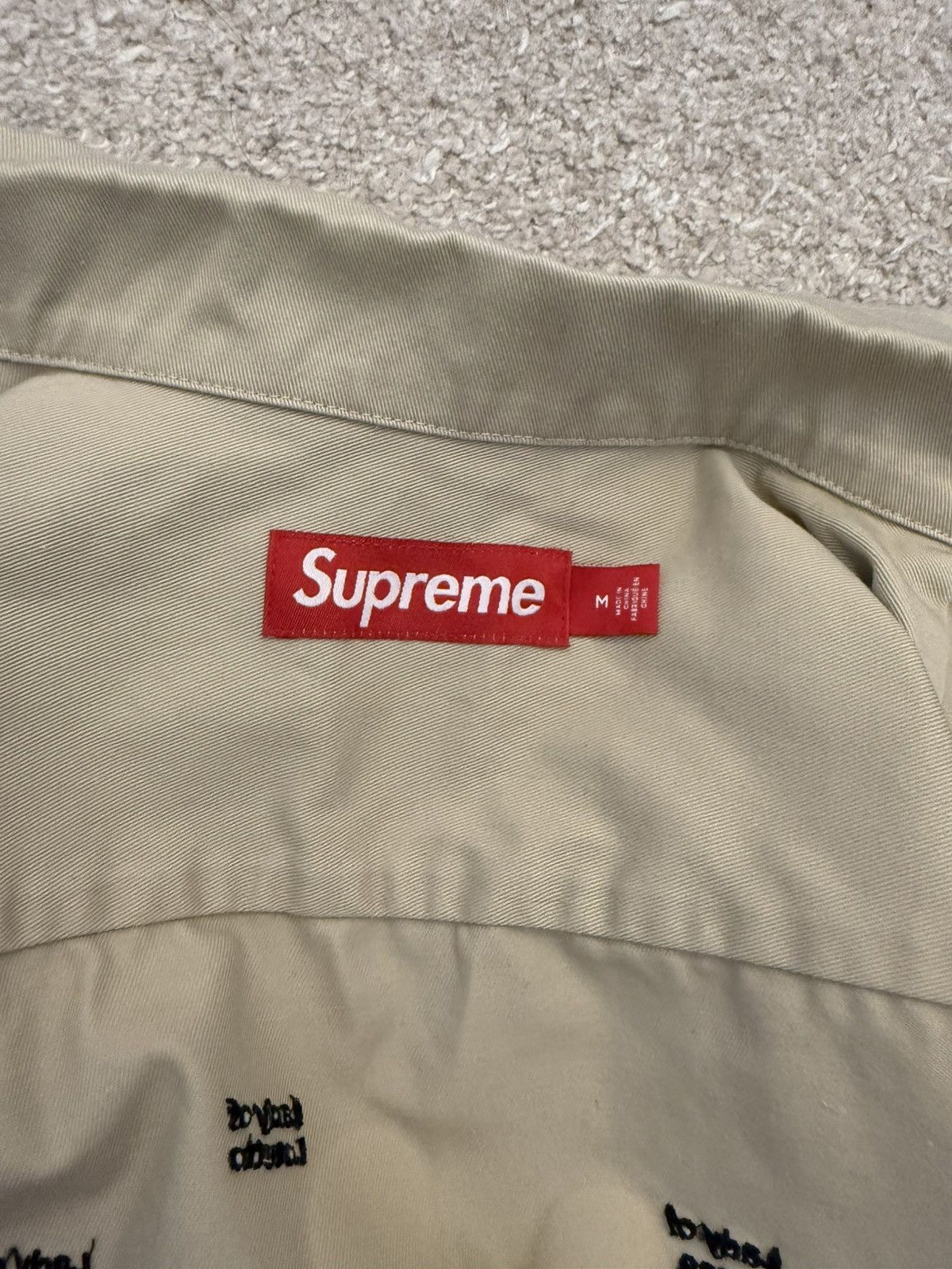 Supreme Supreme Our Lady God Bless Work Shirt (Beige) Size US M / EU 48-50 / 2 - 10 Thumbnail