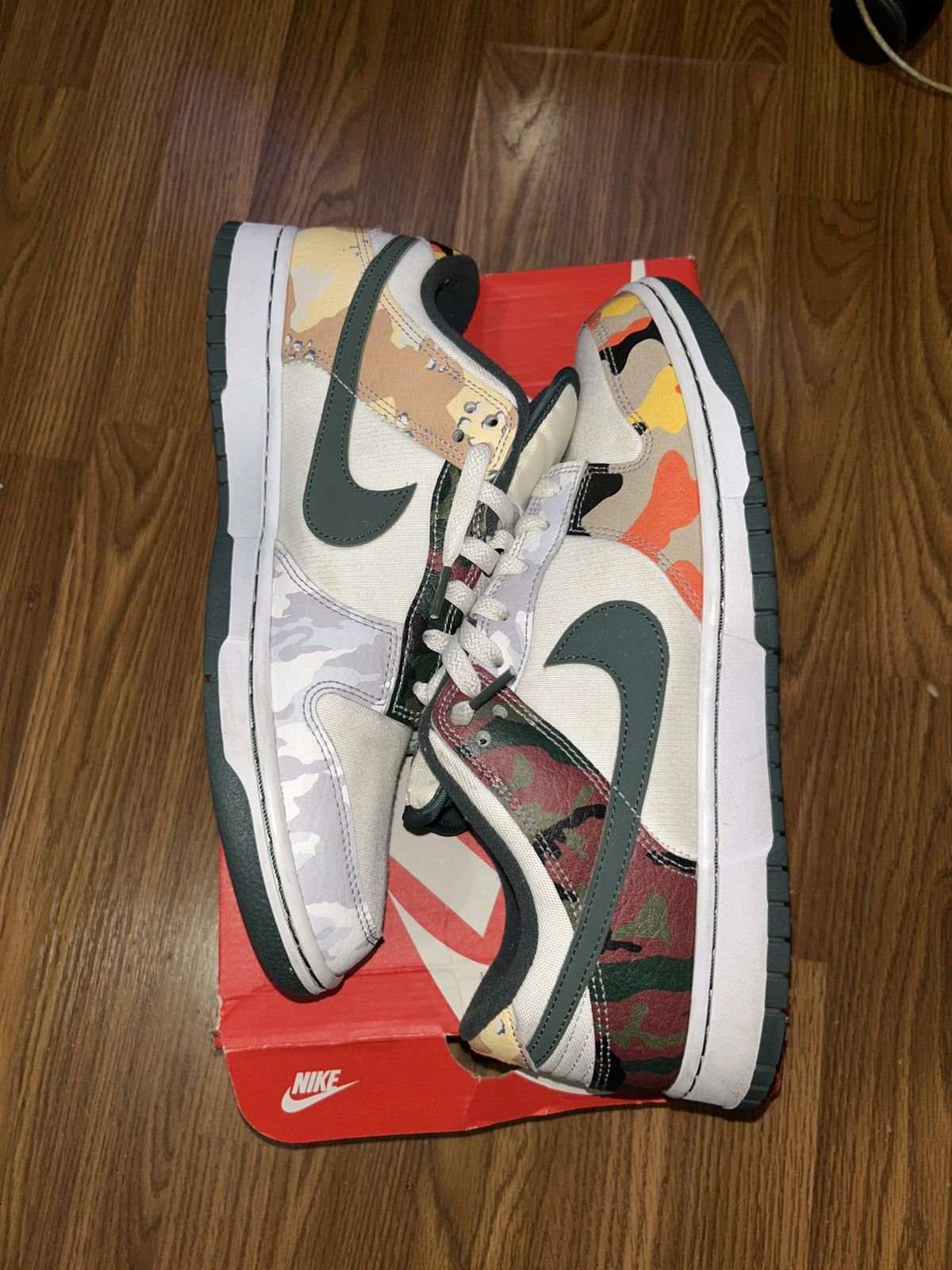 Nike Nike Dunk Low SE SAIL MULTI-CAMO Size US 12 / EU 45 - 4 Thumbnail