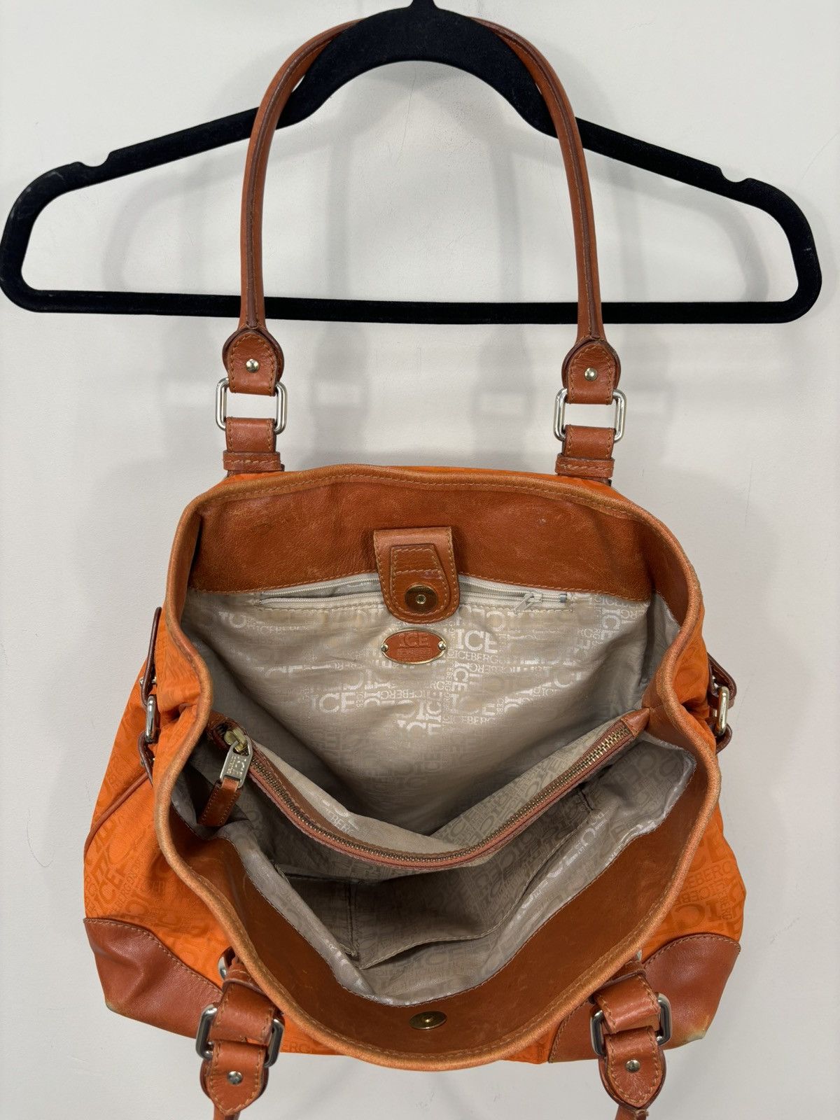 Iceberg Iceberg Vintage Designer Rare Orange Canvas Leather Tote Bag Size ONE SIZE - 13 Thumbnail