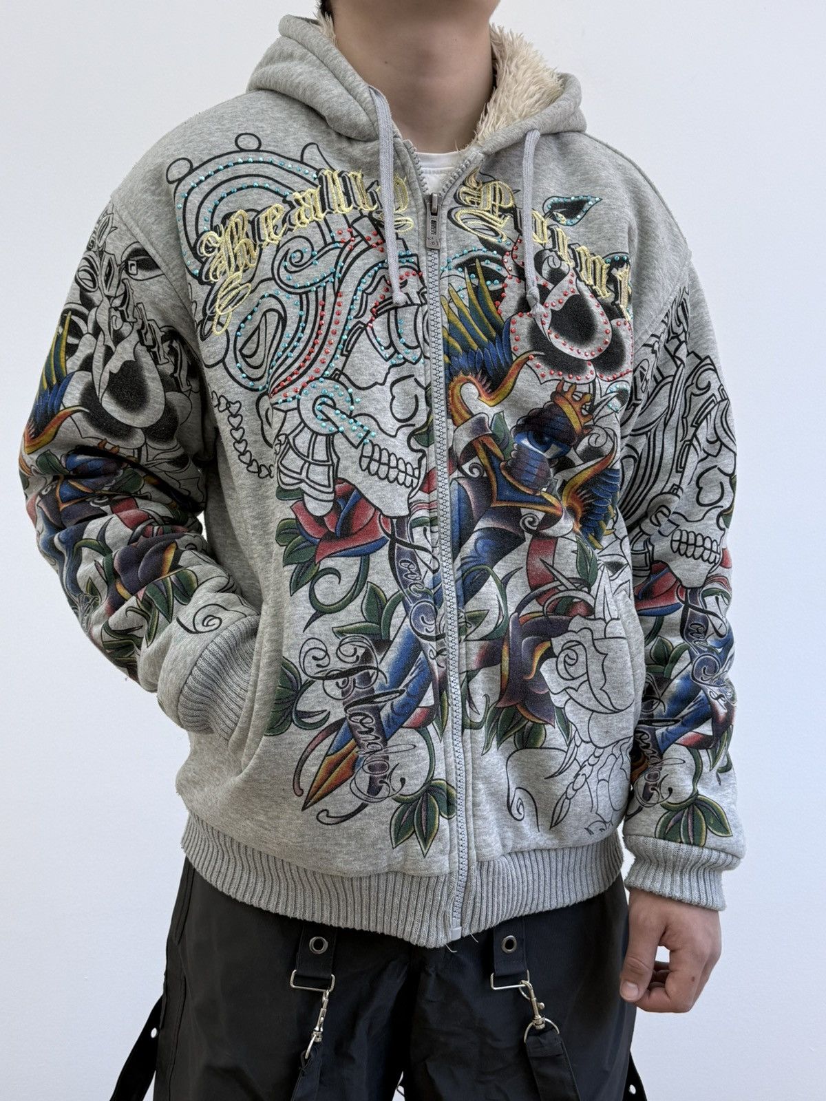 Ed Hardy Vintage Y2K Really Point Ed Hardy Style Zip Hoodie Size US XL / EU 56 / 4 - 2 Thumbnail