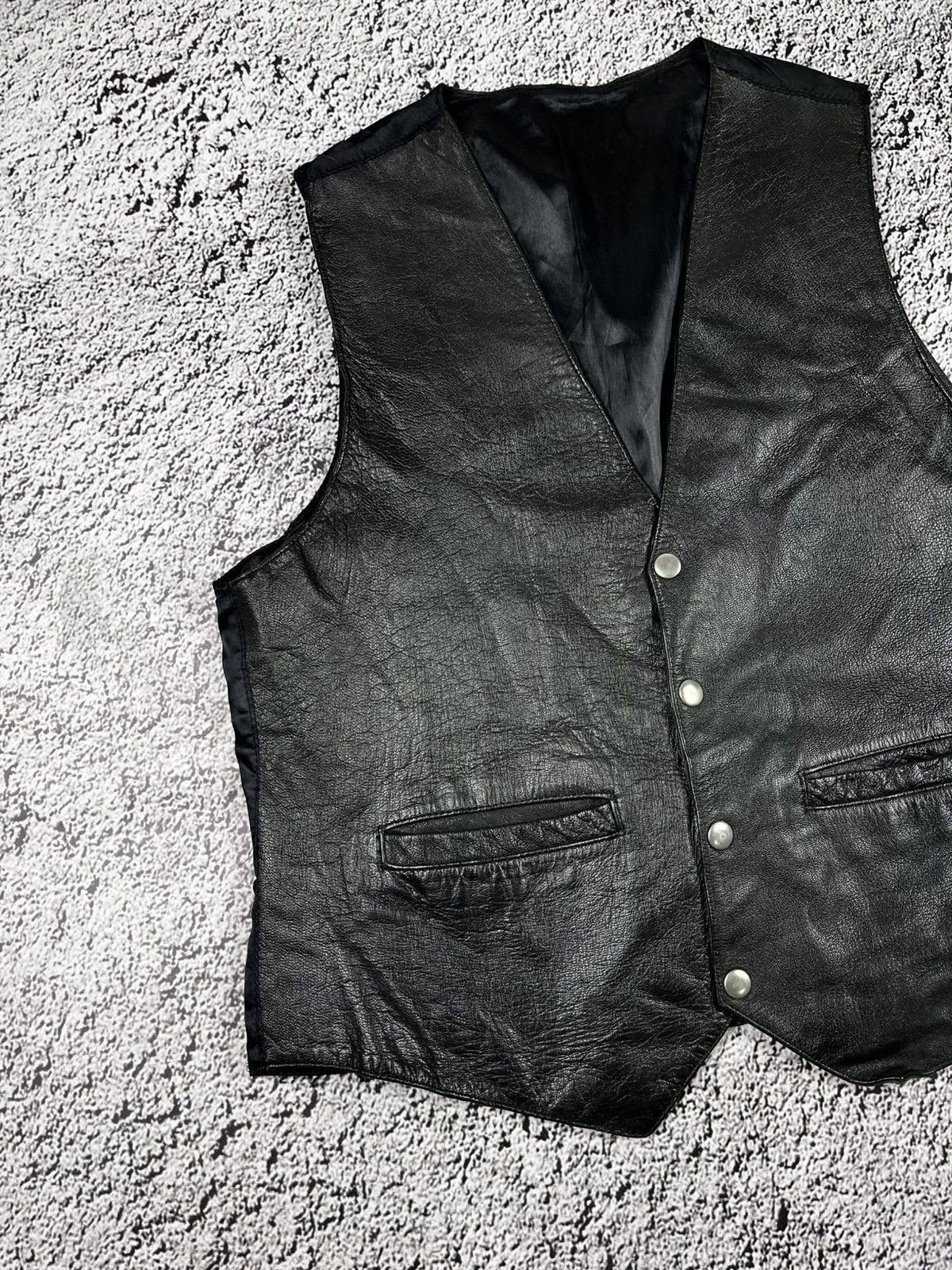 Leather Vintage 80s Leather biker motorcycle vest jacket grunge Size US M / EU 48-50 / 2 - 2 Thumbnail