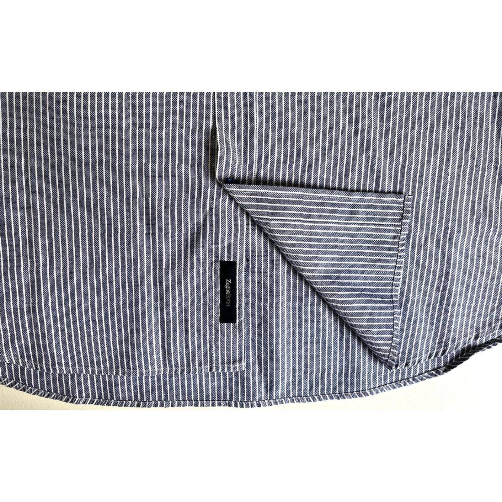 Vintage VINTAGE Zegna Sport Shirt Striped Button-Up XL Men's Blue White Casual Long Sleeve Collared Size US XL / EU 56 / 4 - 7 Thumbnail