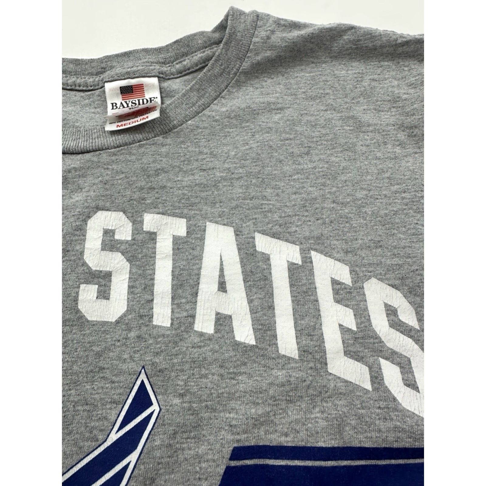 Vintage VINTAGE Bayside U.S. Air Force Shirt Mens M Gray Cotton Crew Neck Short Sleeve USA United States T-Shirt Men Classic Size US M / EU 48-50 / 2 - 6 Thumbnail