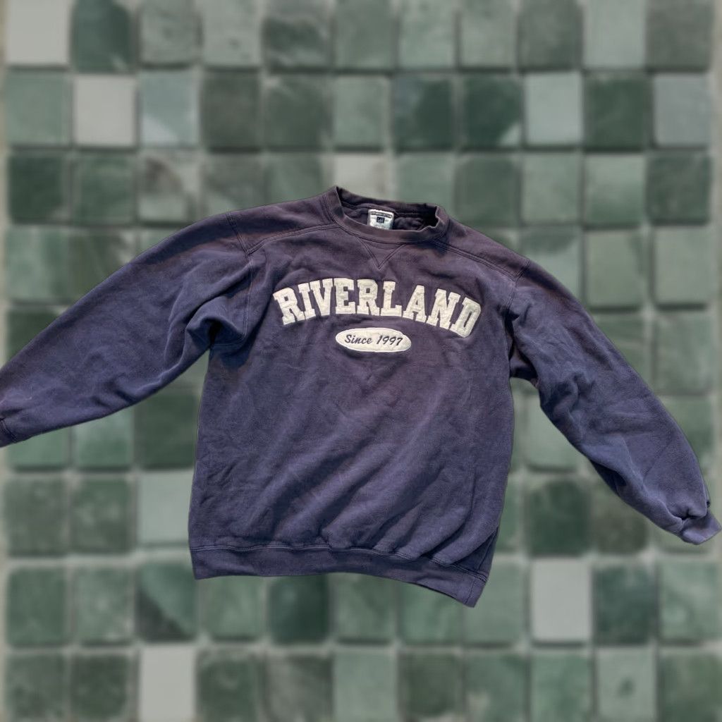 Lee Lee Riverland Mens Medium M Sweatshirt Blue Long Sleeve Pullover Round Neck All Seasons Heavyweight Regular Size US M / EU 48-50 / 2 - 1 Thumbnail