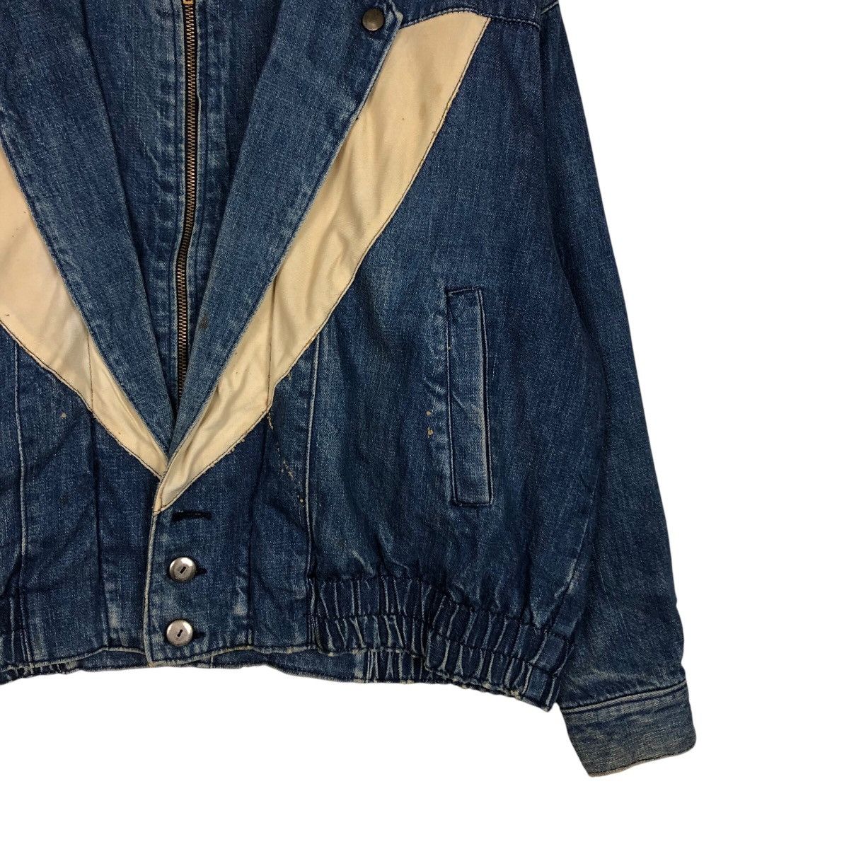 Japanese Brand × Vintage 📌Vtg Denim Bomber Jacket Gourd Double Collar Issey Miyake Size US M / EU 48-50 / 2 - 6 Thumbnail