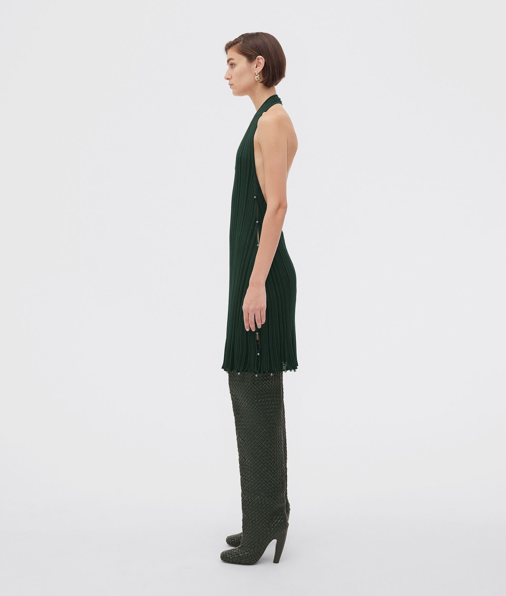 Bottega Veneta o1bcso1str0225 Light Viscose Plissé Dress in Green Size M / US 6-8 / IT 42-44 - 2 Thumbnail