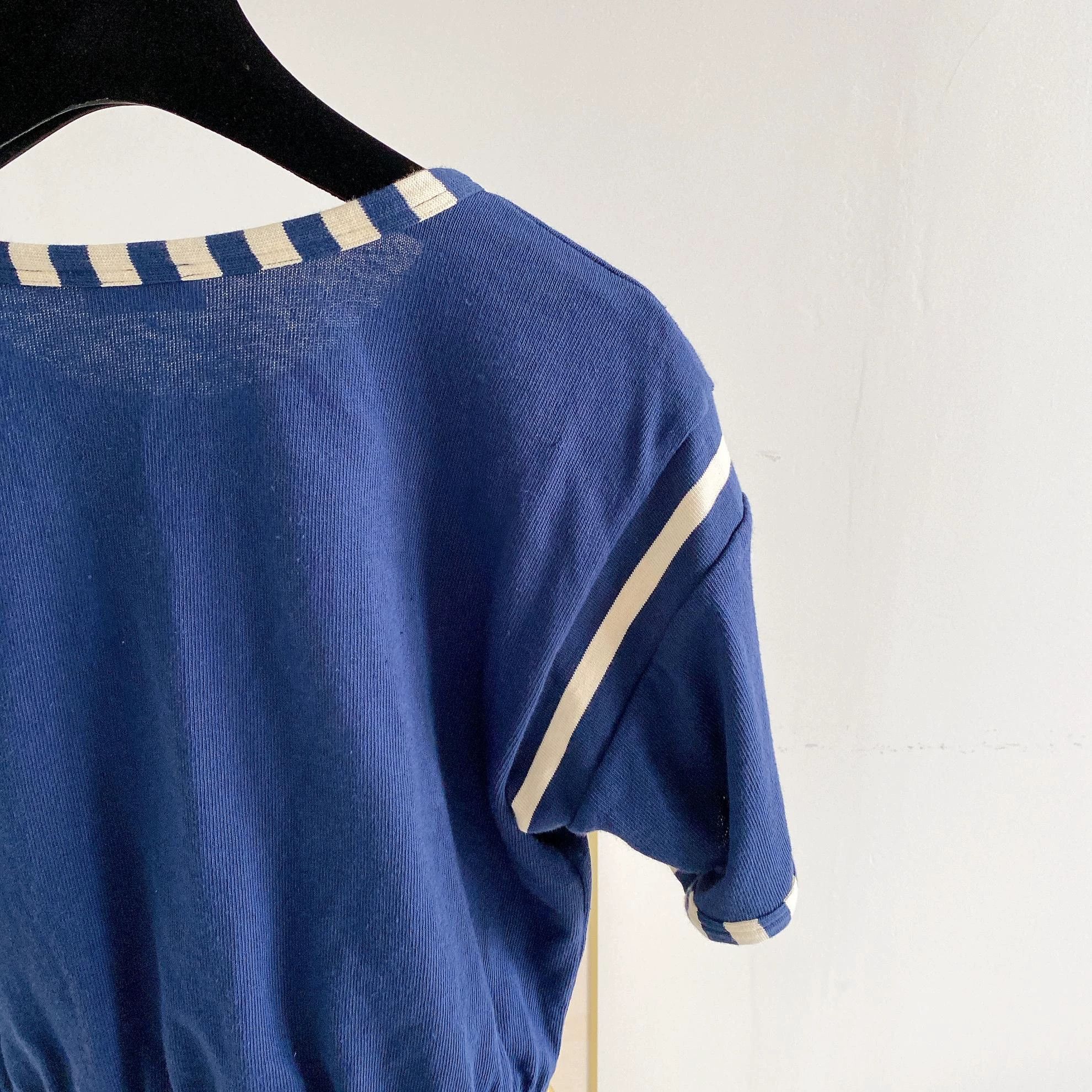 Saint Laurent Paris Saint Laurent Women's Blue T-shirt XS Size XS / US 0-2 / IT 36-38 - 5 Thumbnail