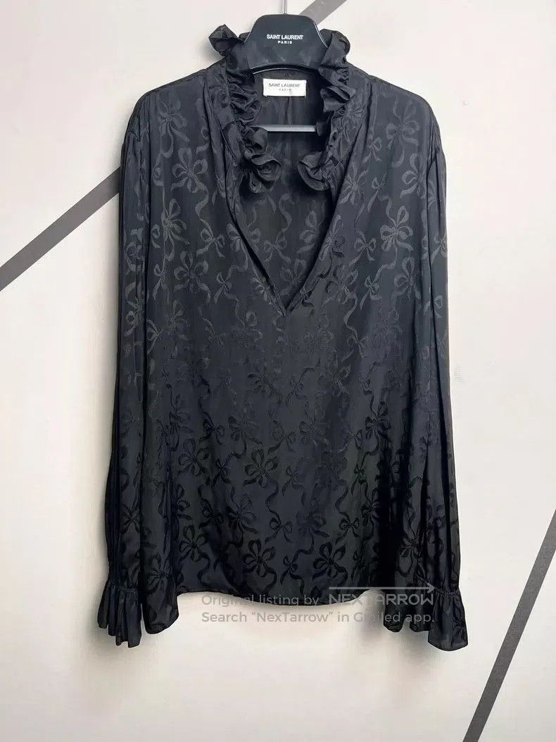Saint Laurent Paris Saint Laurent Black Floral Silk Shirt. Size US L / EU 52-54 / 3 - 2 Thumbnail