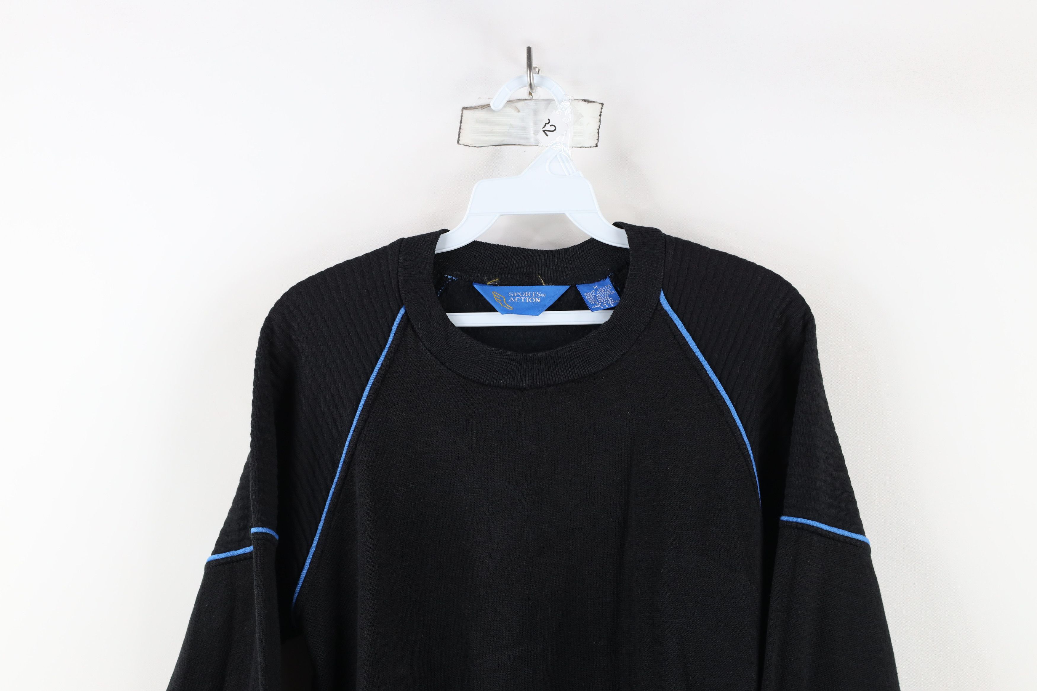 Vintage Vintage 70s 80s Streetwear Blank Ribbed Sweatshirt Black Size M / US 6-8 / IT 42-44 - 2 Thumbnail