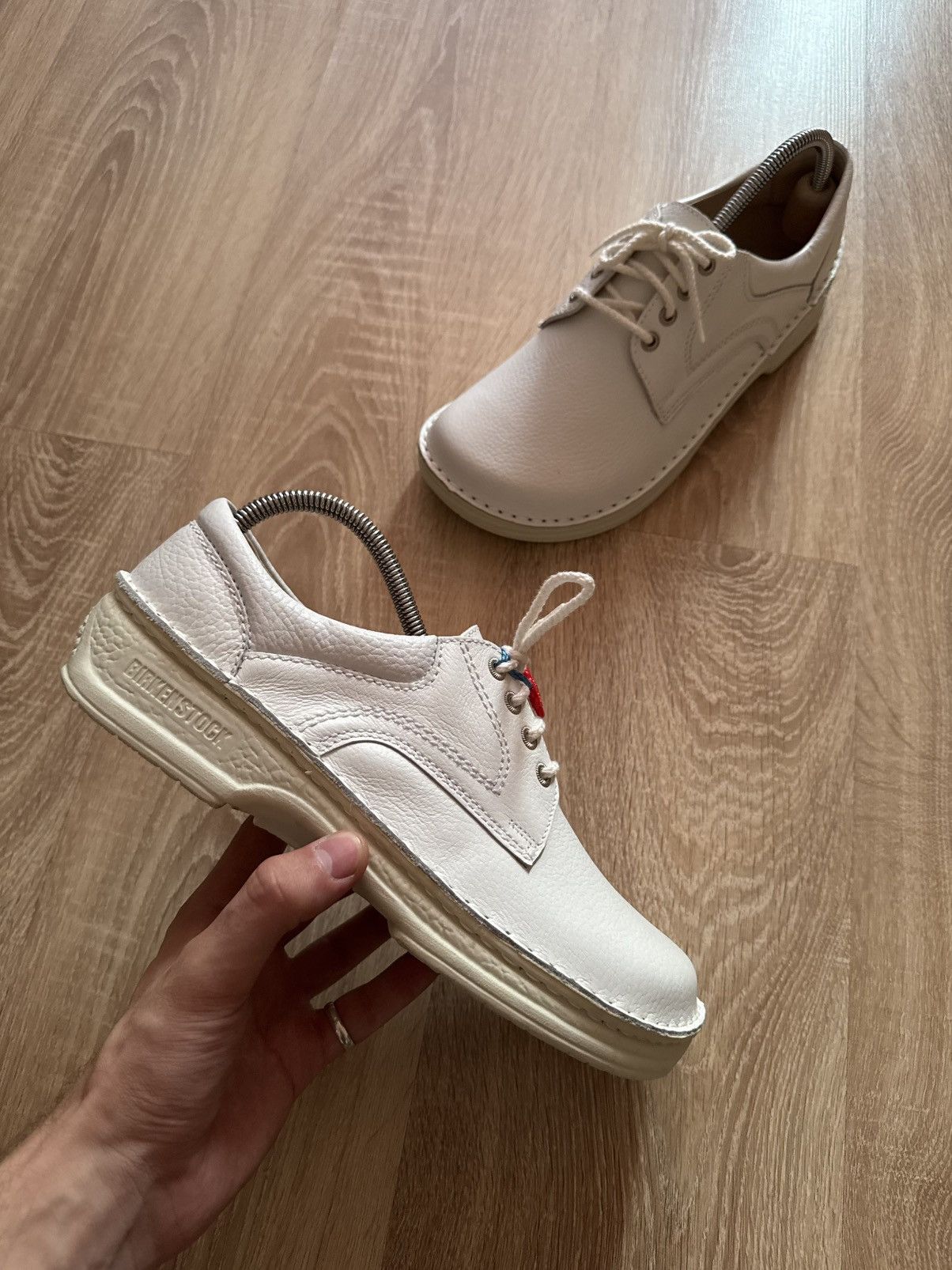 BIRKENSTOCK White Leather Lace-up Shoes Oxfords Germany