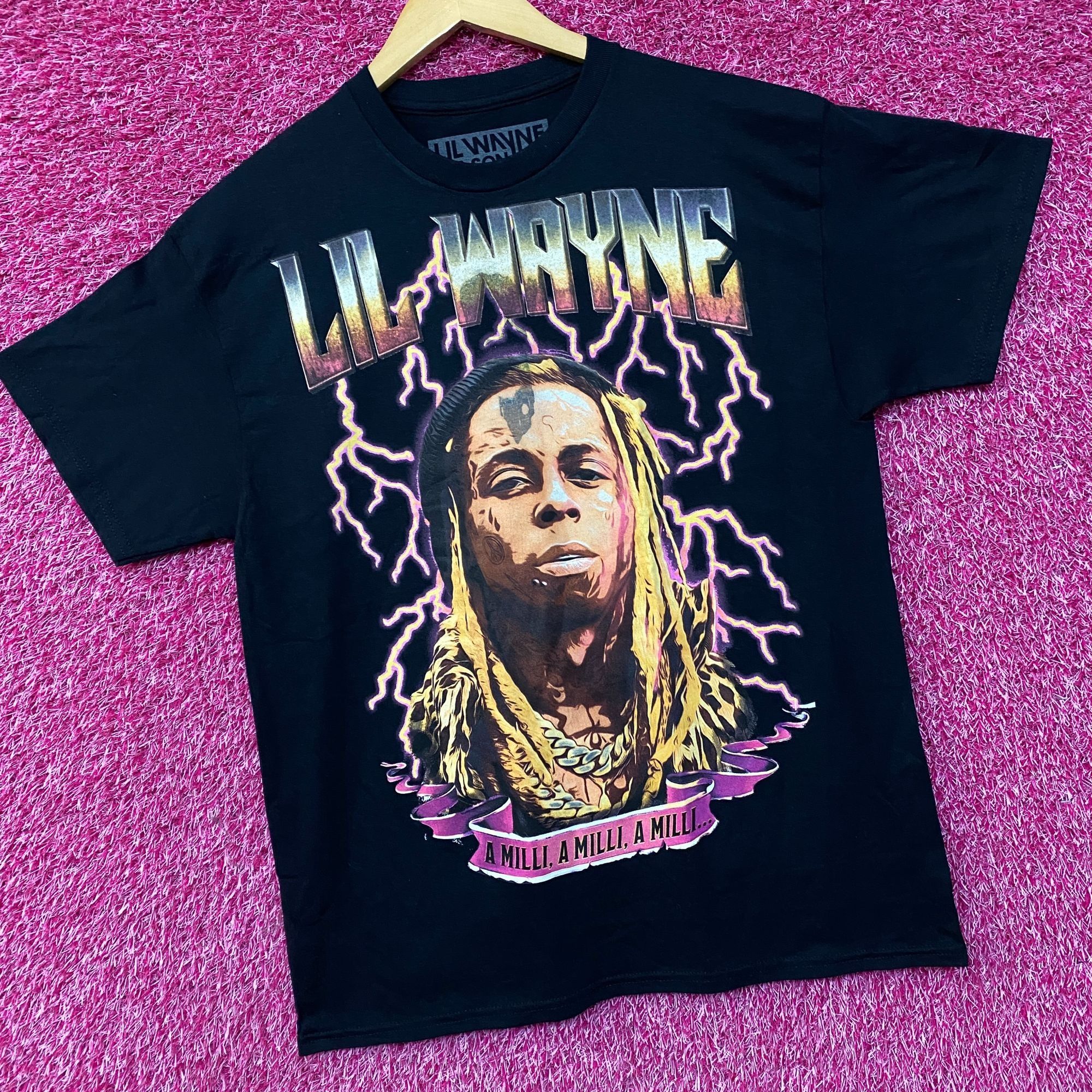Lil Wayne Reason Lil Wayne A Milli Lightning Black T-Shirt Large Size US L / EU 52-54 / 3 - 3 Thumbnail