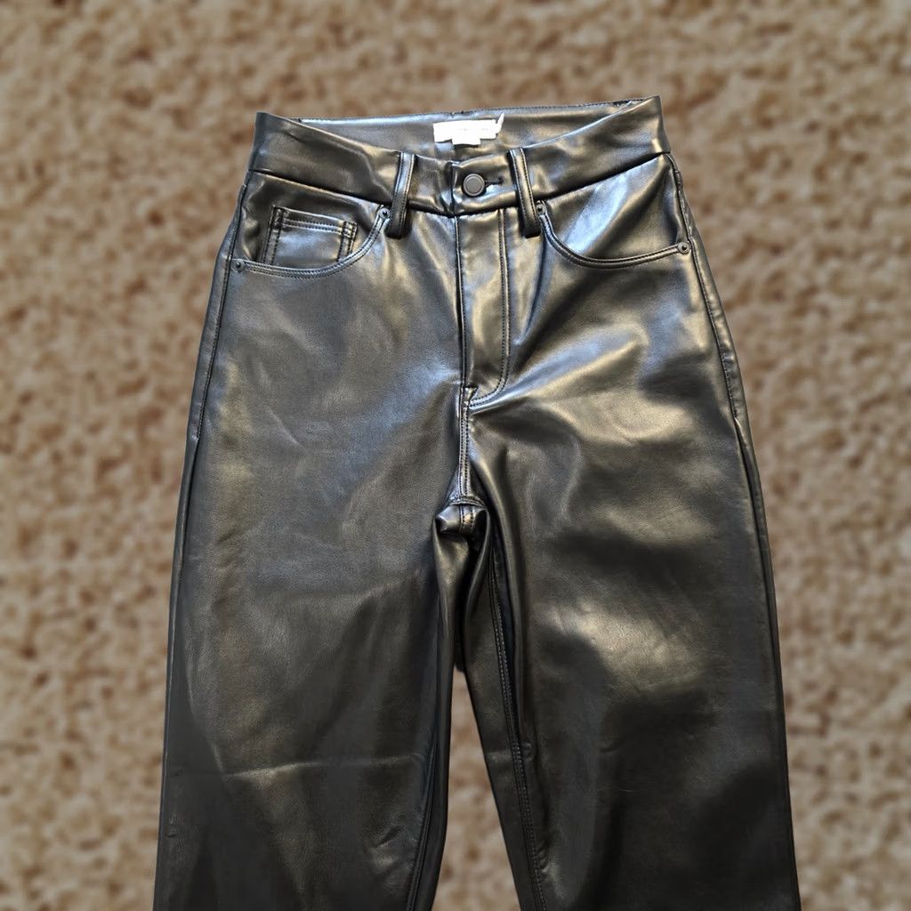 Good American Good American Pants Womens Size 2 Black Icon Vegan Leather Straight Leg Capsule Pants Size 26" / US 2 / IT 38 - 1 Thumbnail