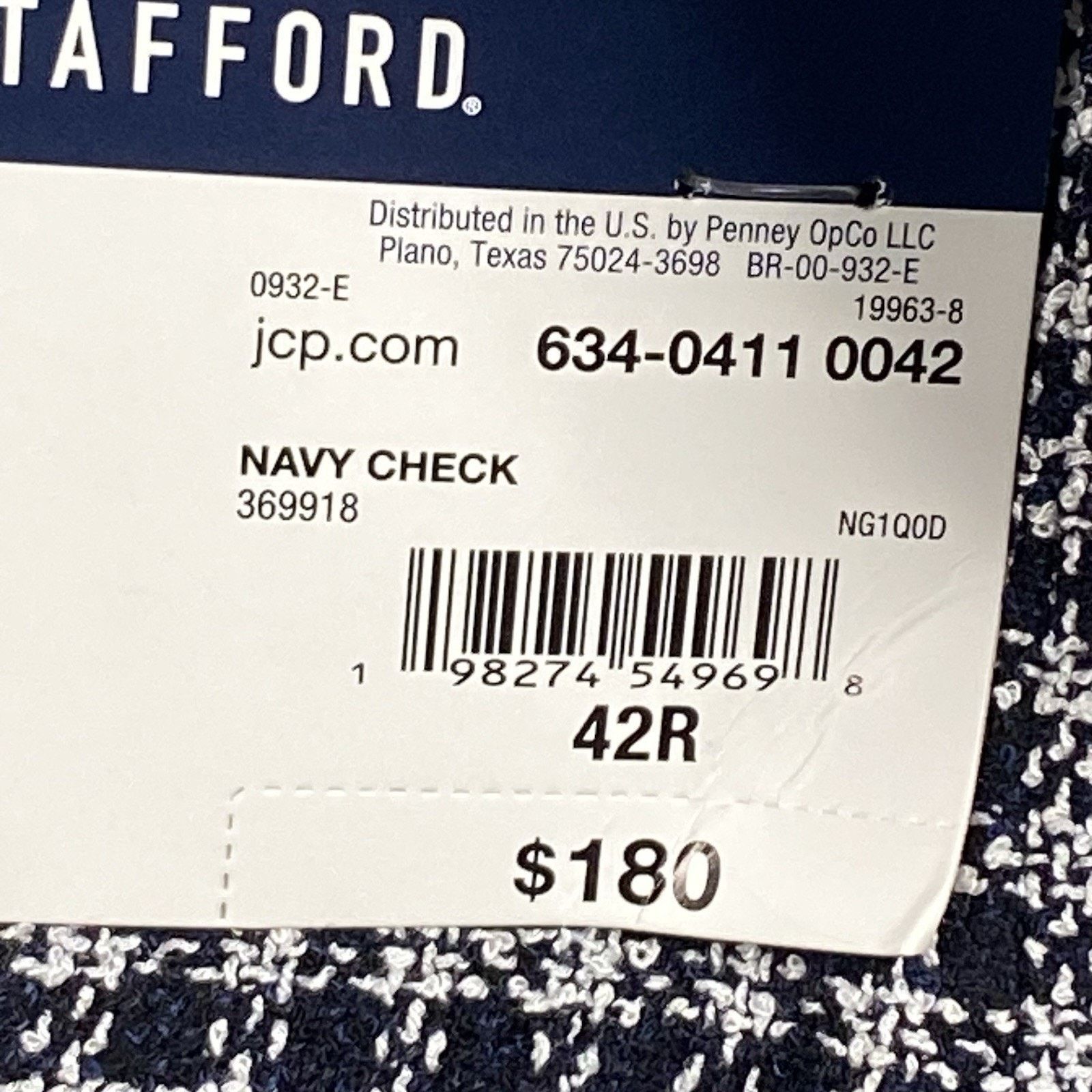 Stafford Stafford Seasonal Sport Coat Mens 42 Reg Navy Check Textured Size 42R - 7 Thumbnail