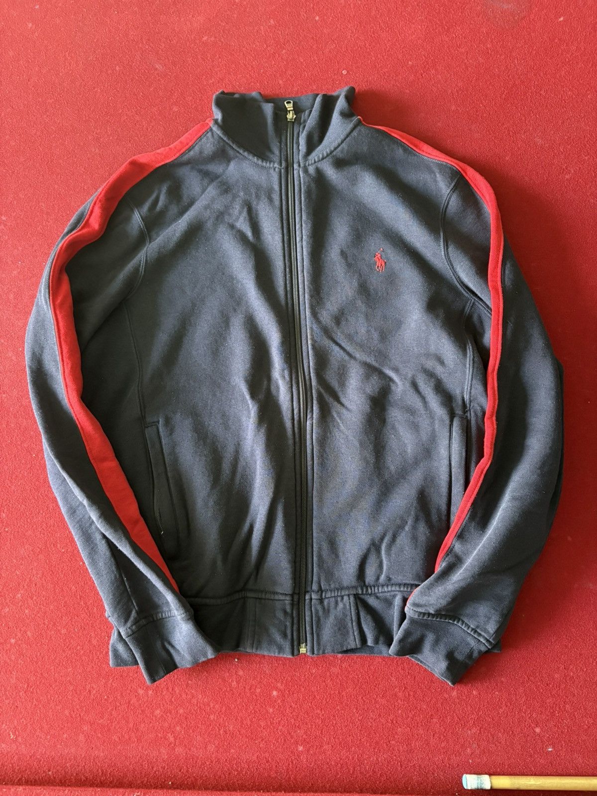 Polo Ralph Lauren Navy & Red Striped Polo Zip-Up Sweater Size US M / EU 48-50 / 2 - 8 Thumbnail