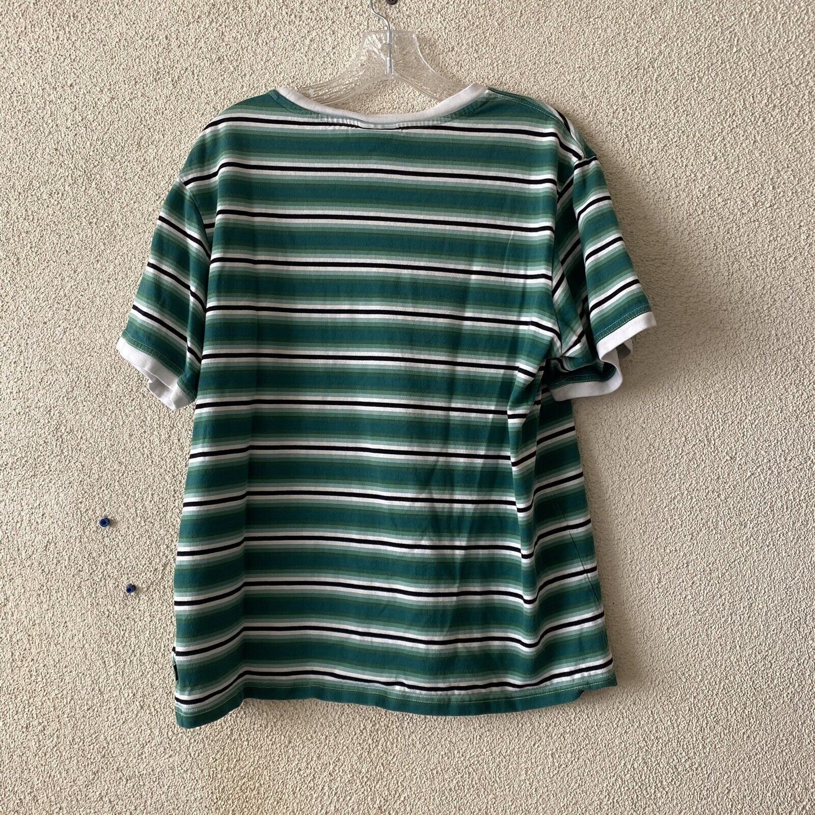 Huf HUF Mens Top Green White Stripe 100% Cotton Tee S/S T-Shirt Size US L / EU 52-54 / 3 - 7 Thumbnail