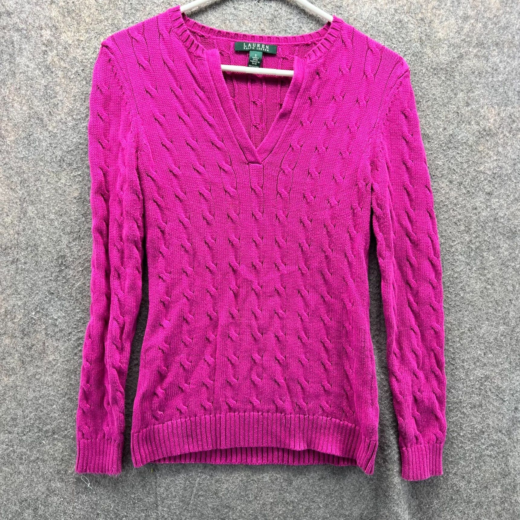 Ralph Lauren VINTAGE Lauren Ralph Lauren Sweater Women Small Pink V Neck Pullover Cable Knit Pony Shirt Women S Pink Cable Knit Pullover 90s Fashion Lounge Mens? Size S / US 4 / IT 40 - 2 Thumbnail