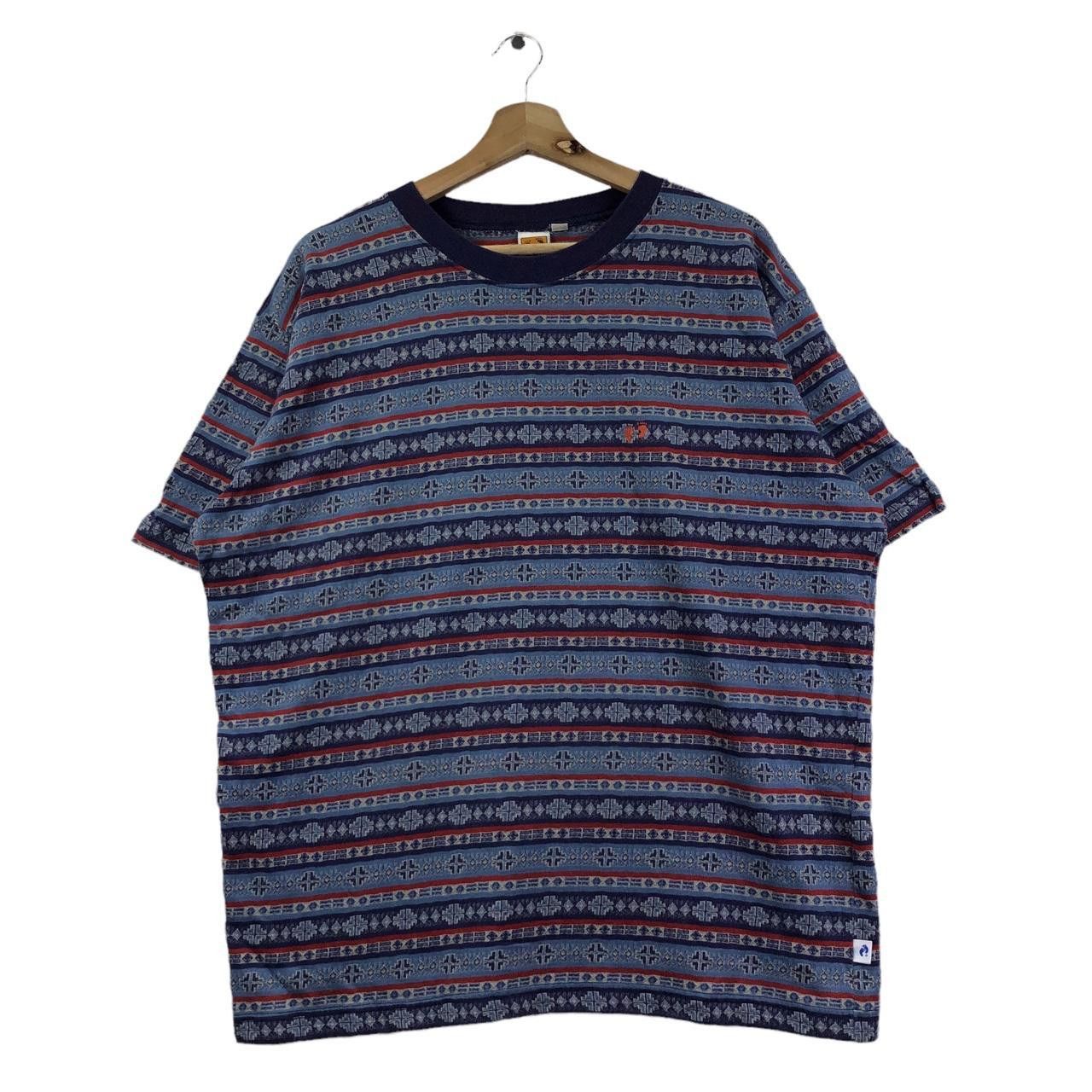 Hang Ten Vtg 80’ HANG TEN SURFING Aztec Navajo Striped Tee Shirt Size US XL / EU 56 / 4 - 1 Thumbnail
