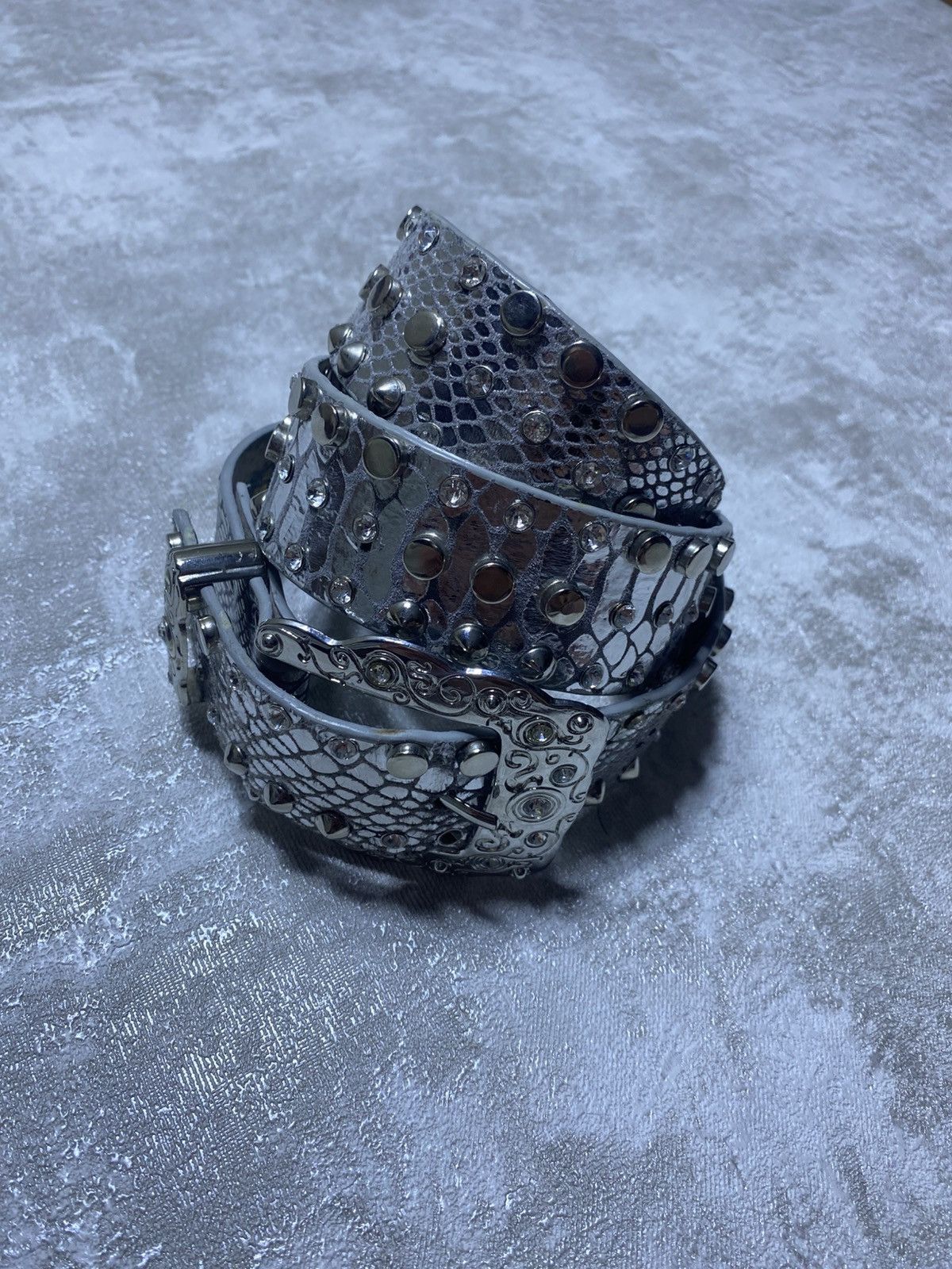 B.B. Simon Vintage Silver Snakeskin Rhinestone Belt Cyber Y2K B.BSimone Size ONE SIZE - 1 Thumbnail