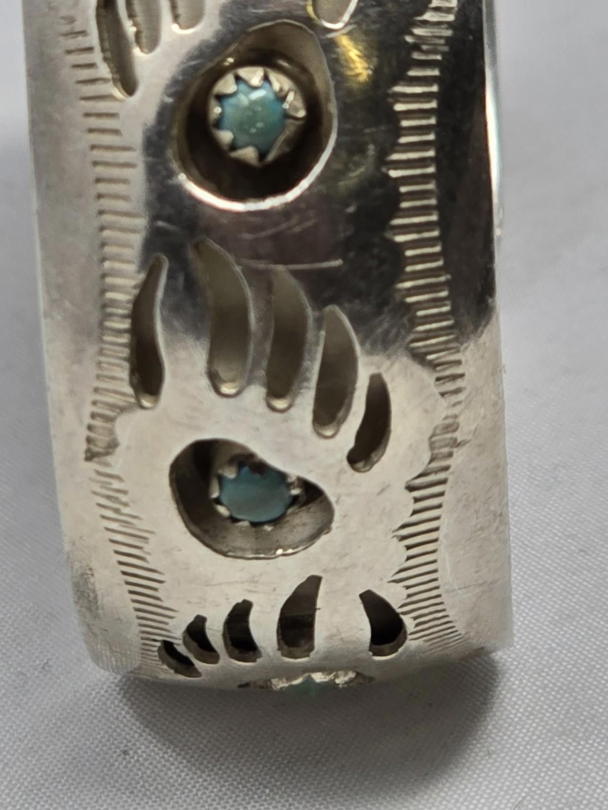 Other Pearlene Spencer Navajo Sterling Turquoise Bear Paw Cuff Size ONE SIZE - 7 Thumbnail