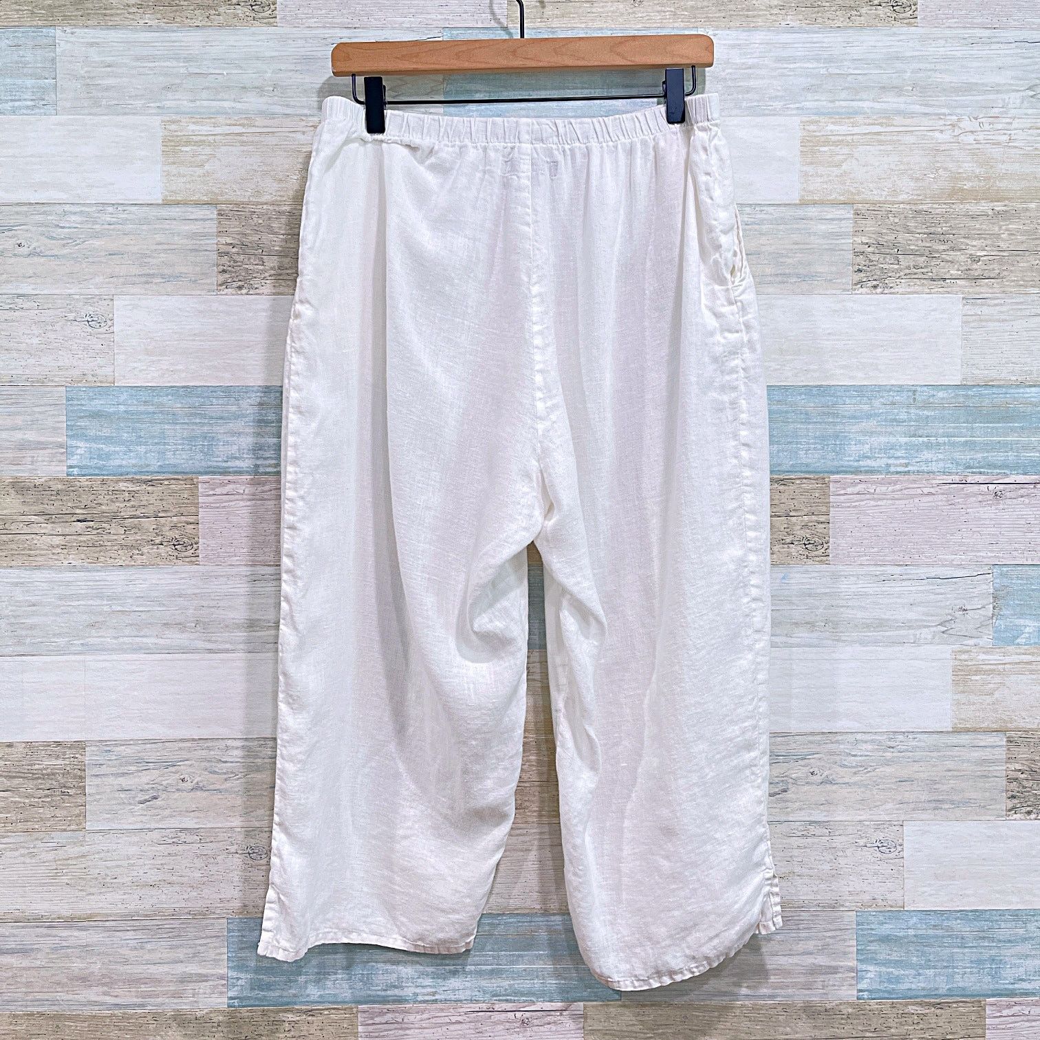 FLAX FLAX Jeanne Engelhart Linen Crop Tapered Pants White Vintage Size 27" / US 4 / IT 40 - 3 Thumbnail