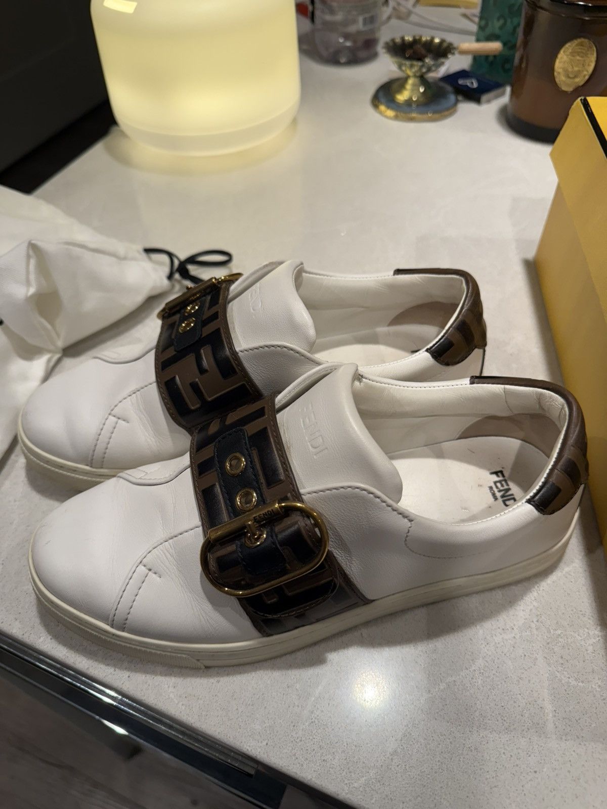 Fendi Fendi Vitello FF Embossed Womens Slip On Sneakers Size US 6.5 / IT 36.5 - 8 Thumbnail