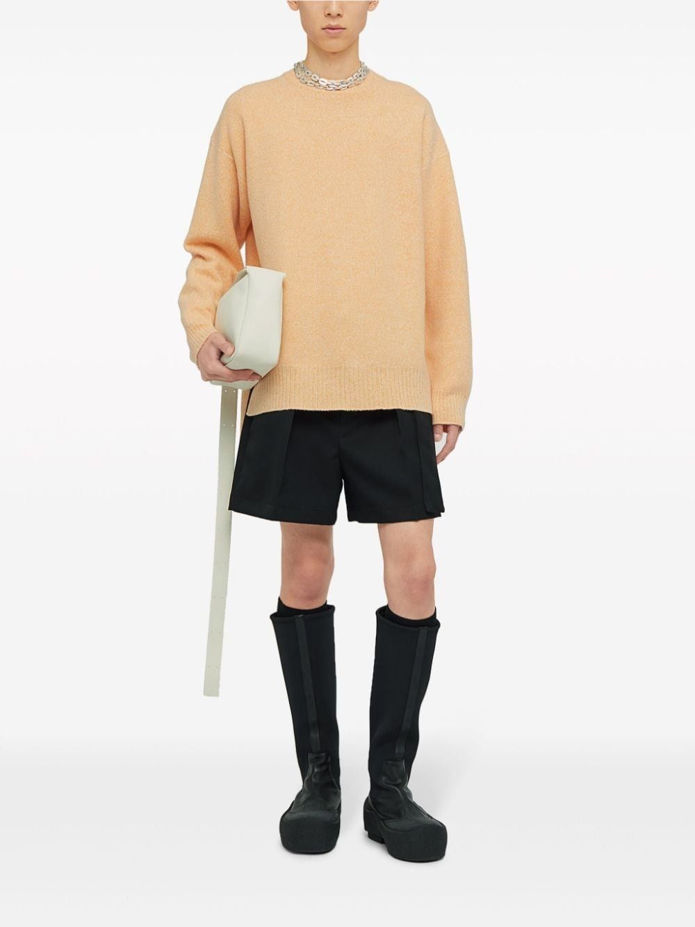 Jil Sander o1mt1gz0625 Crew-Neck Wool-Blend Jumper in Orange Size US L / EU 52-54 / 3 - 2 Thumbnail