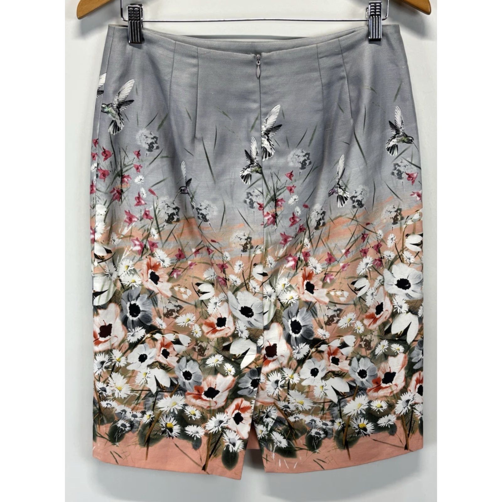 Talbots TALBOTS Floral Hummingbirds Linen Blend Skirt Size 6 Pink Lined Women's Size 28" / US 6 / IT 42 - 3 Thumbnail