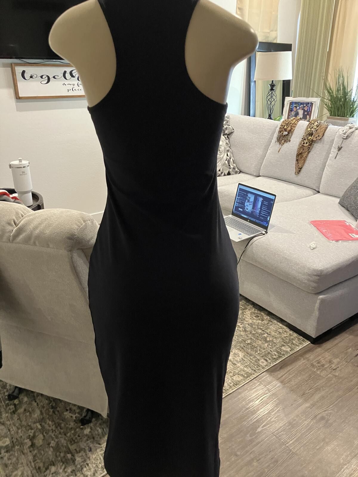 Other NWT Black Sleeveless Midi Dress with Front Tie Detail Size L / US 10 / IT 46 - 2 Thumbnail
