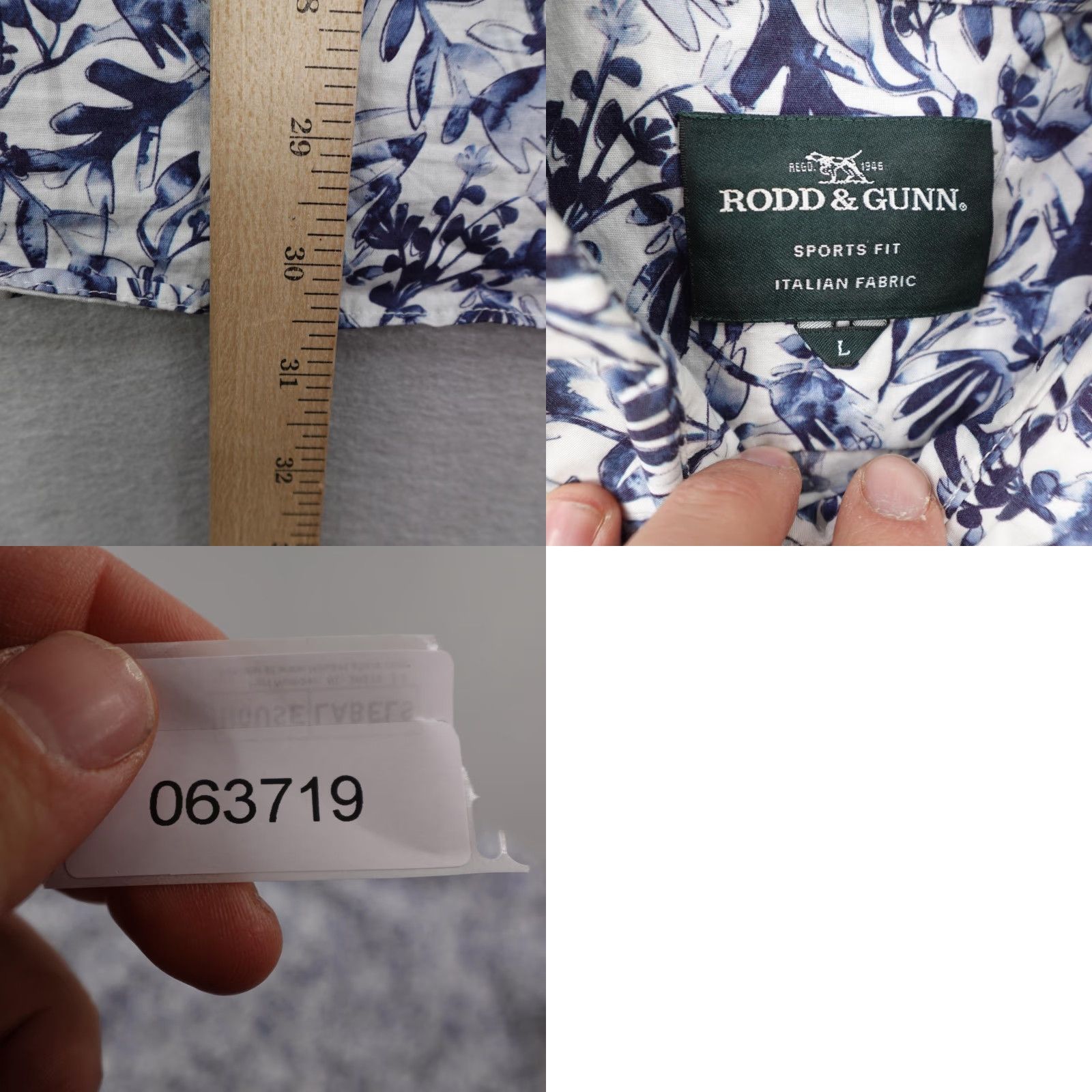 Rodd & Gunn Rodd & Gunn Shirt Mens Large Blue Floral Hawaiian Button-Up Short Sleeve Cotton Size US L / EU 52-54 / 3 - 8 Thumbnail