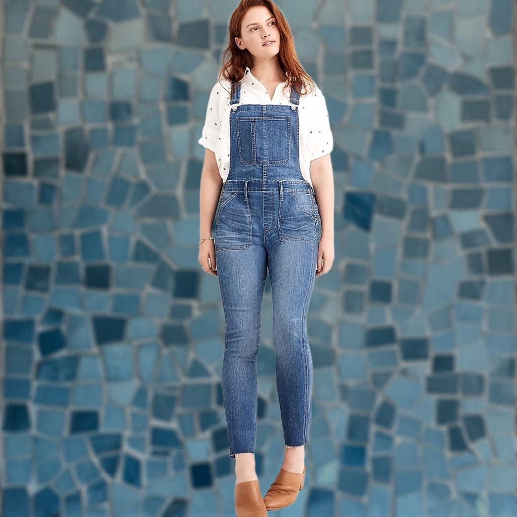 Madewell Madewell Skinny Womens L Blue Denim Bib Overalls Kemp Wash Raw Hem Women Size Size 36" / US 14 / IT 50 - 1 Thumbnail