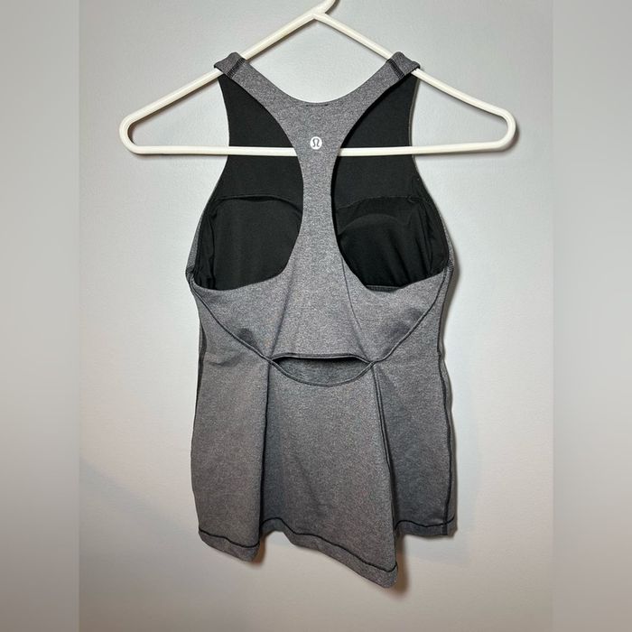 Lululemon Womens Wild Tank Top Strappy Open Back Heathered Gray Black Size  4