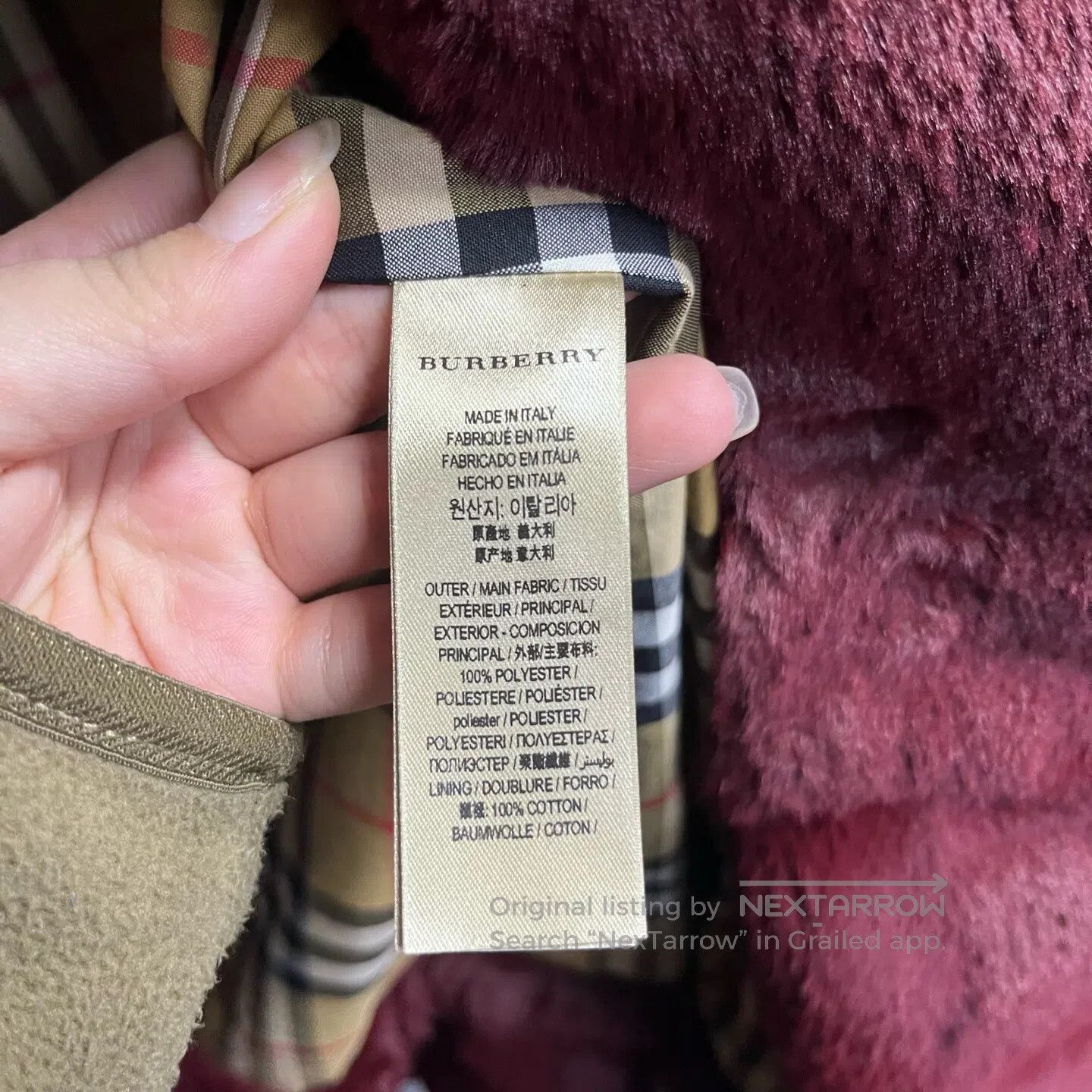 Burberry Burberry Red checkered fur coat | Size XS / US 0-2 / IT 36-38 - 2 Thumbnail