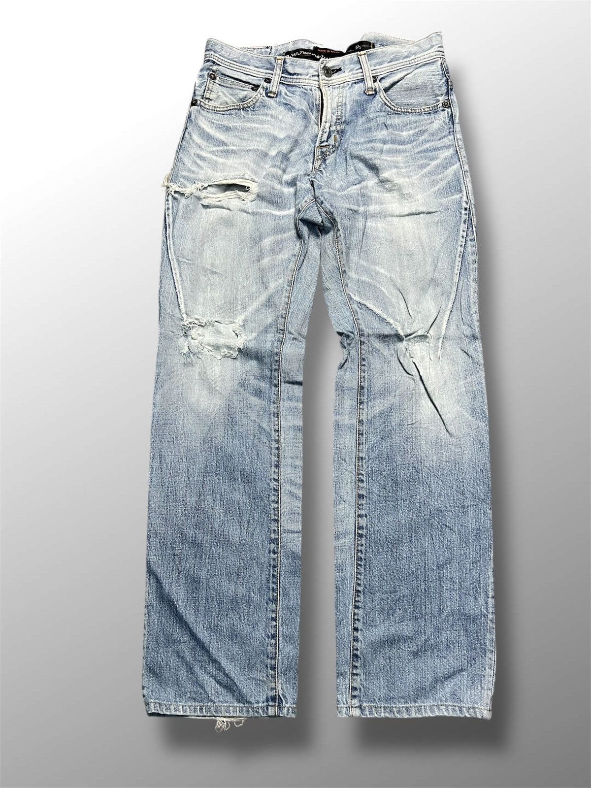 If Six Was Nine B.W.Luxe Japanese Distressed Jeans Light Wash (43) Size 30" / US 8 / IT 44 - 1 Thumbnail